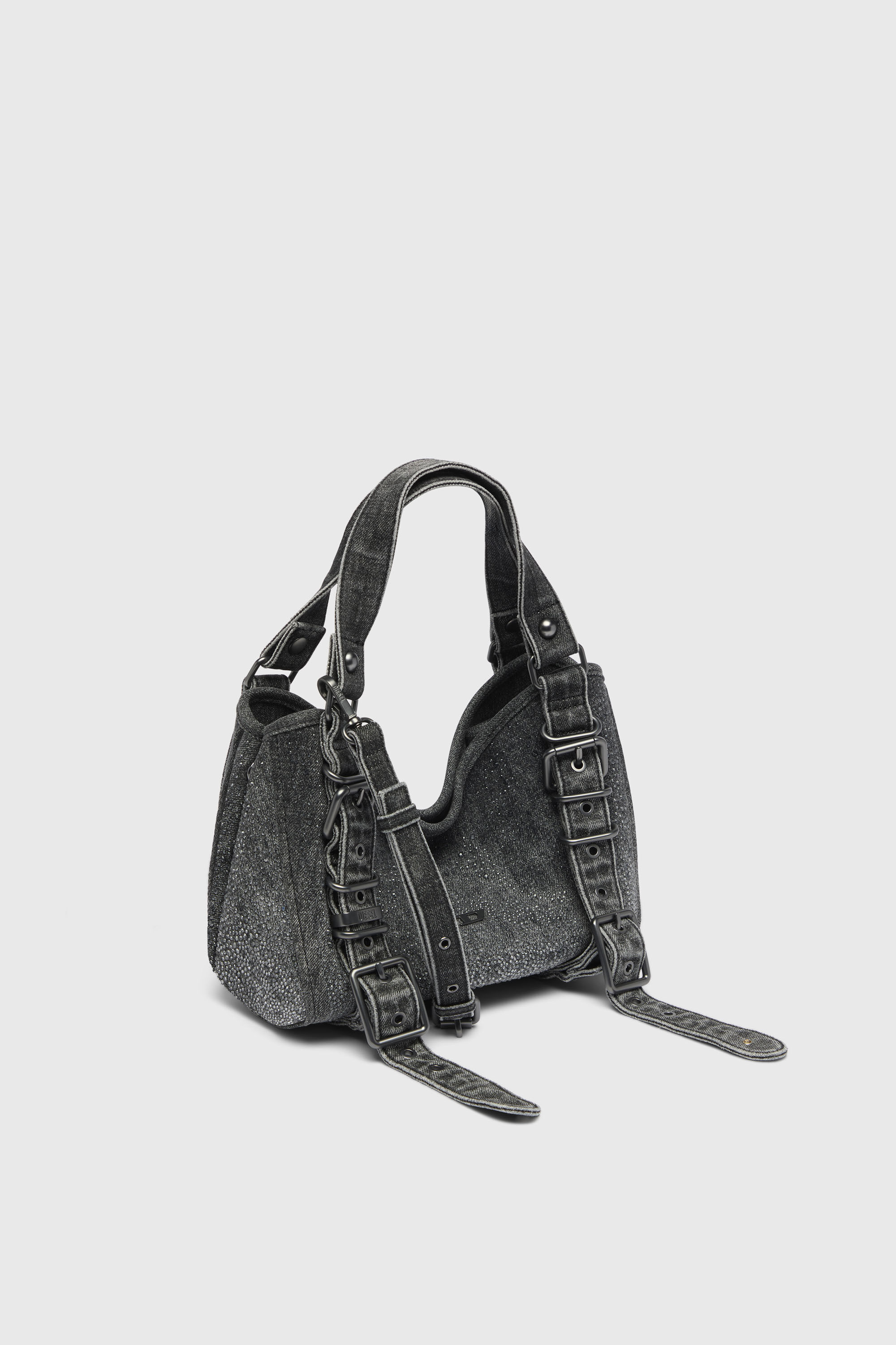 Diesel - D-ONE TOPHANDLE S, Woman's D-One-Small top-handle bag in crystal solarised denim in Black - 5