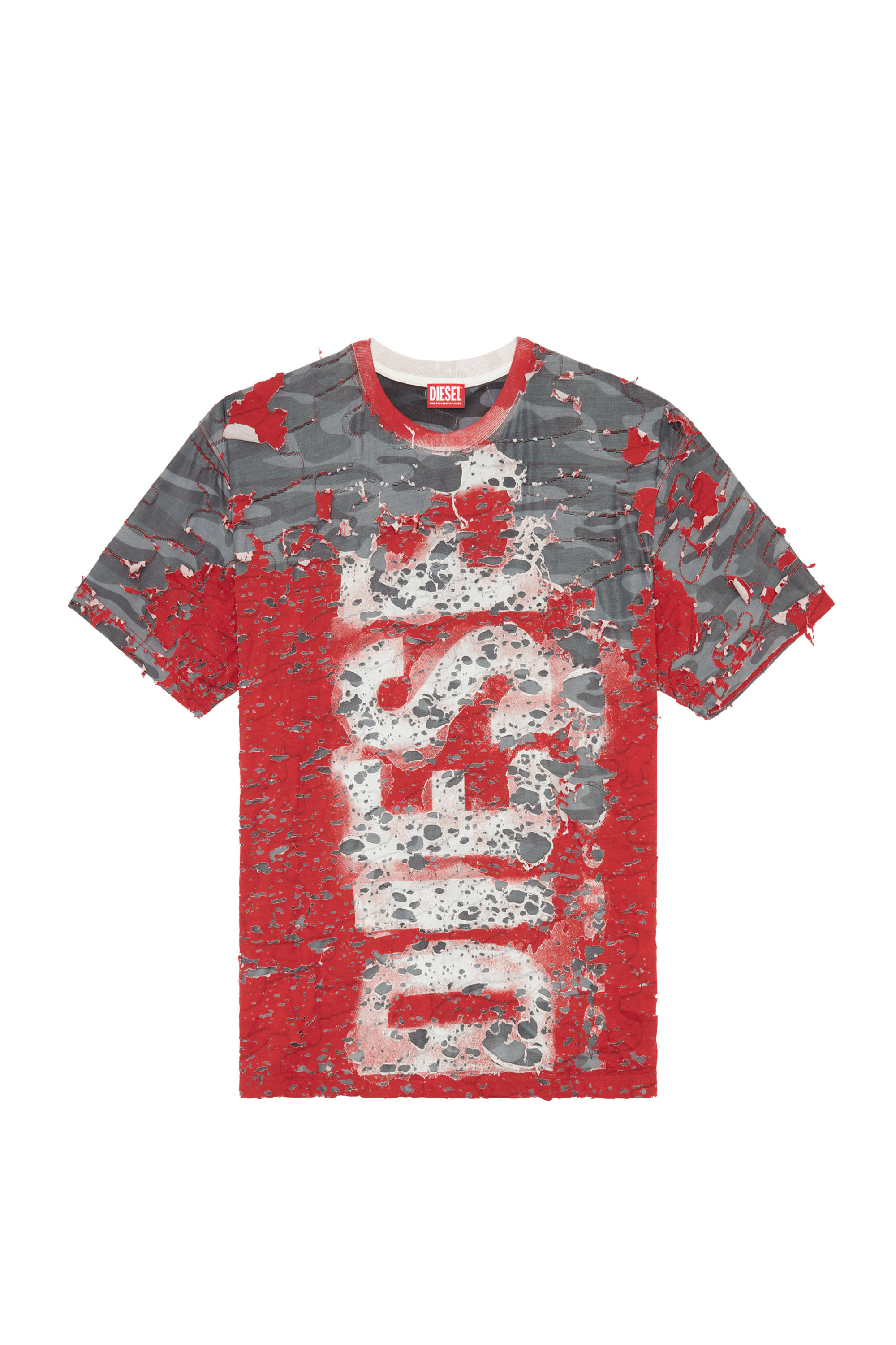 【DIESEL】T-Boxt-Peel Men's Logo T-shirt in destroyed jersey | Red | Diesel