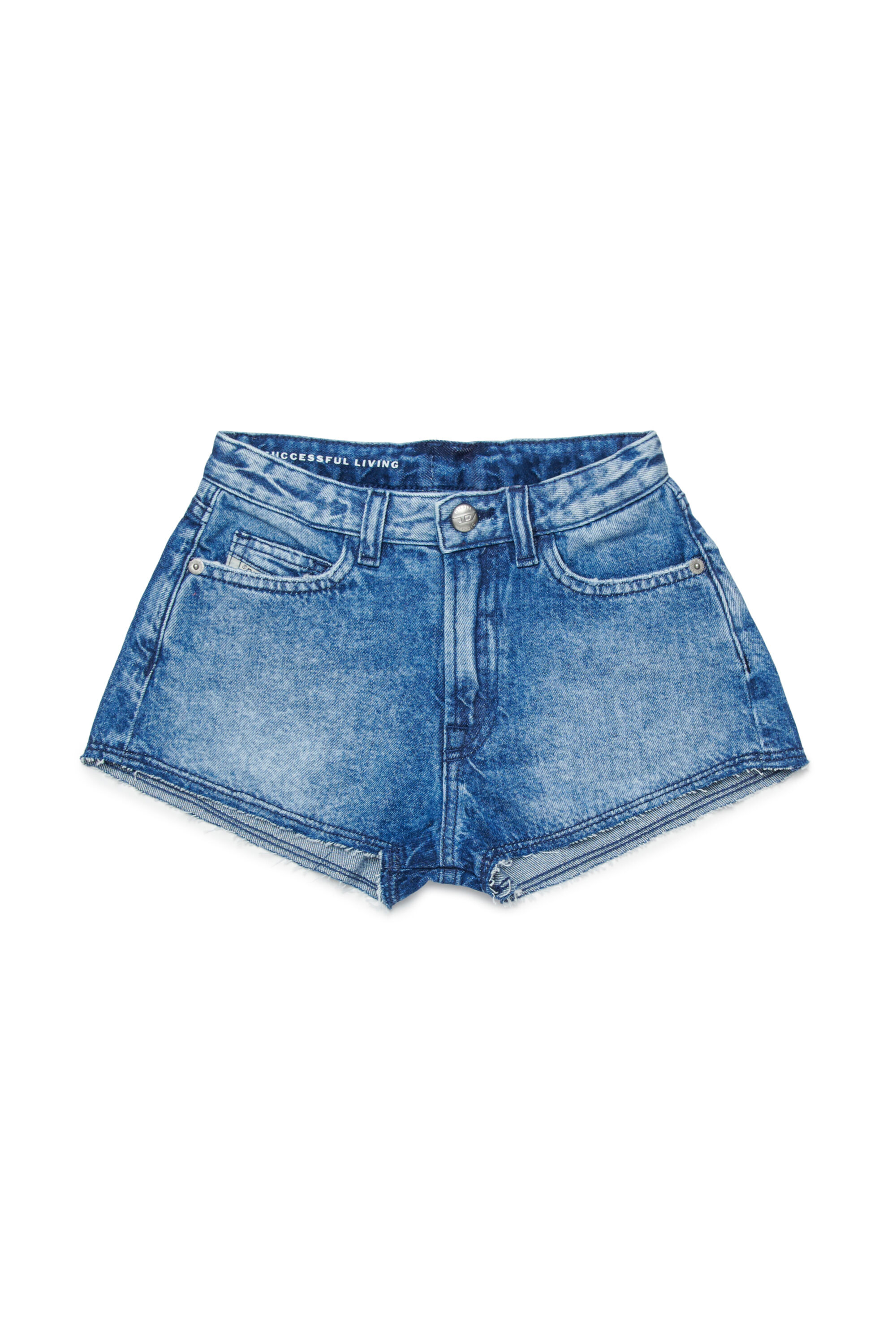 Diesel - PLAFFY, Woman's Denim shorts with raw-cut hems in Medium blue - 1