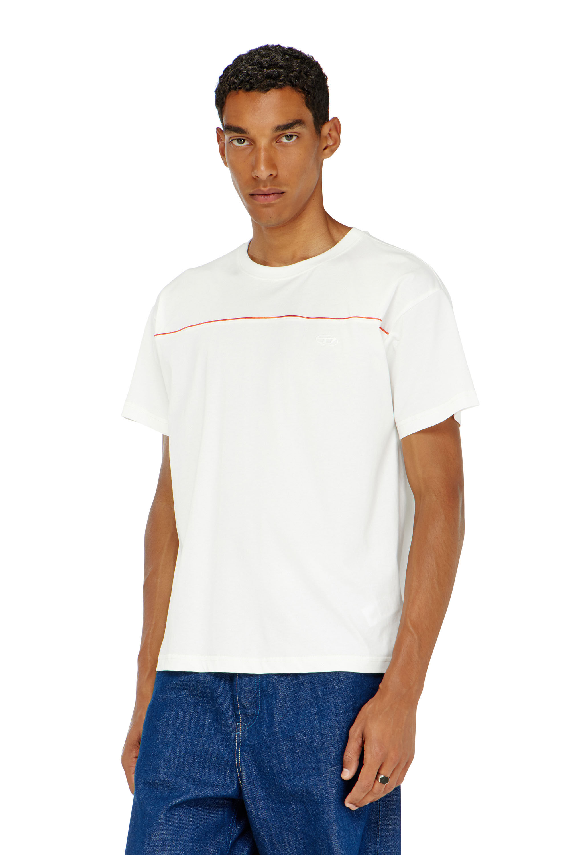 Diesel - T-NORM-PIPING, Man's T-shirt with contrast piping in White - 3