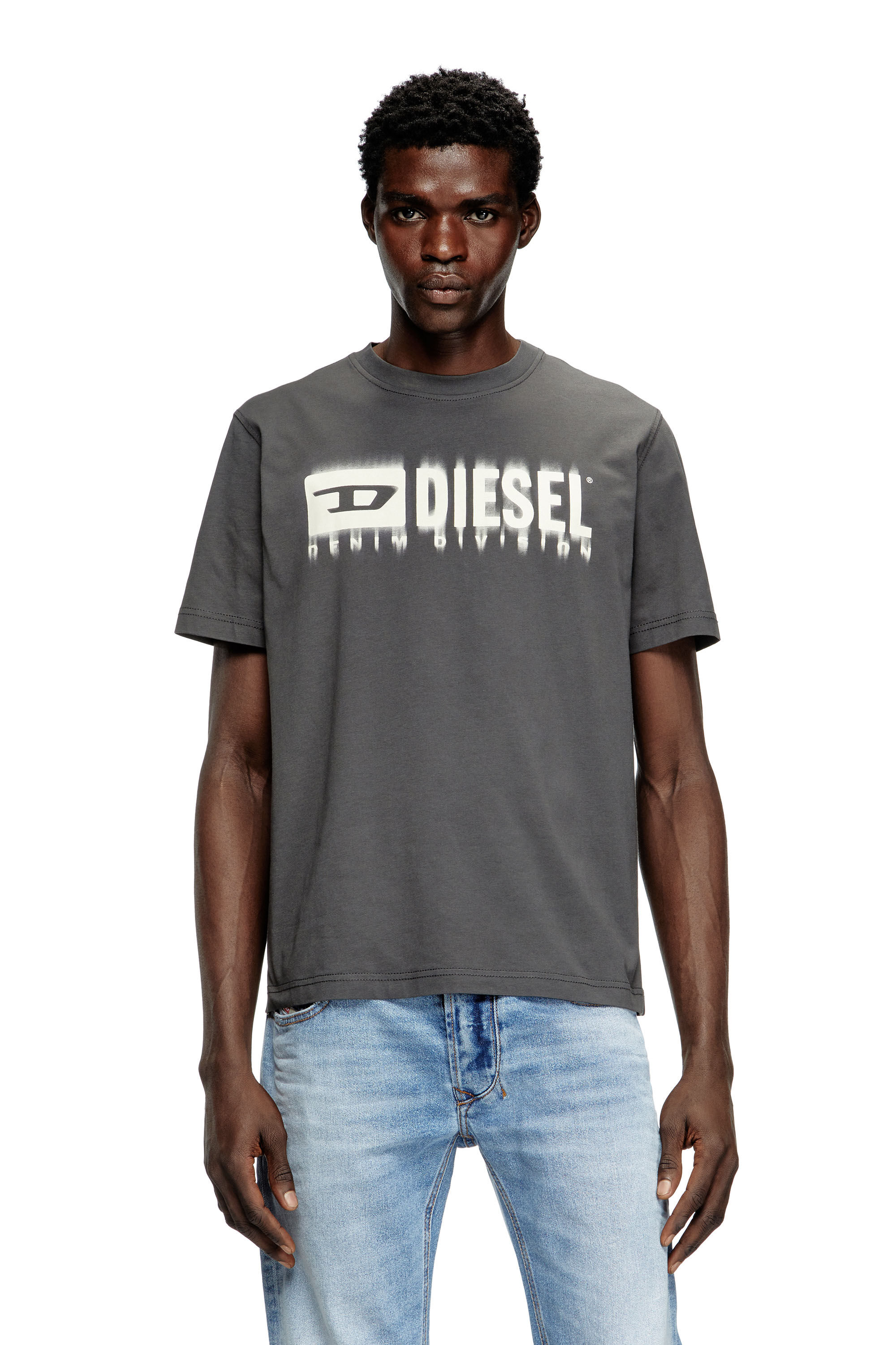 Men's T-shirt with blurry Diesel logo | Grey | Diesel