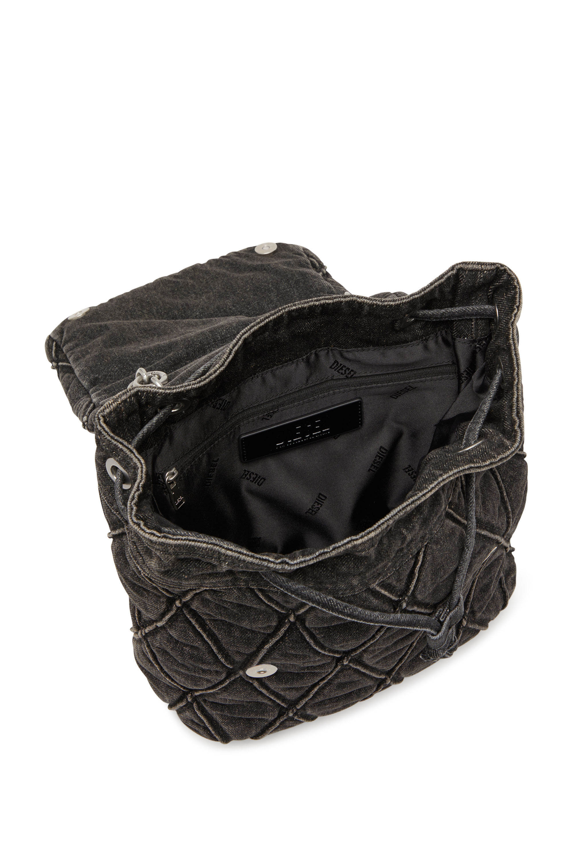 Women's Charm-D S-Backpack in Argyle quilted denim | Black
