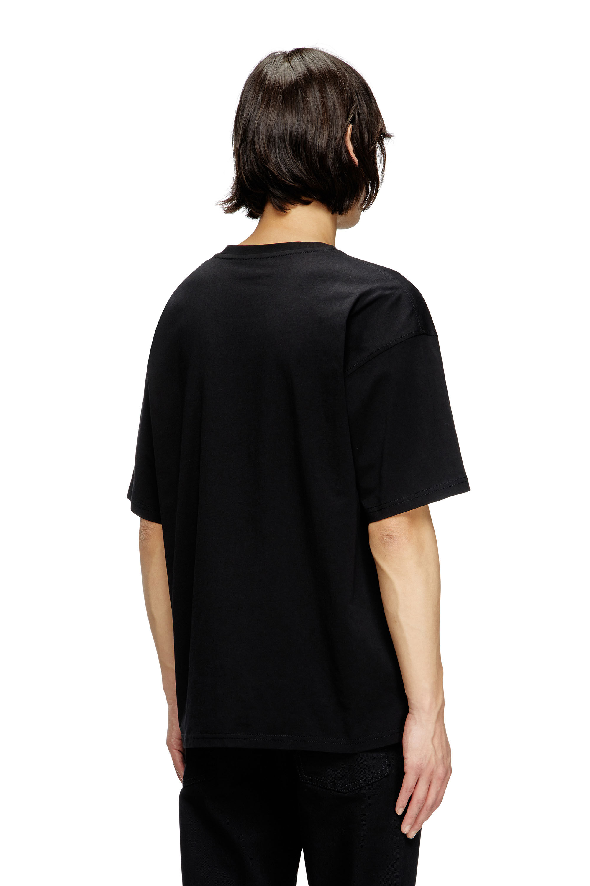 Women's T-shirt with embroidered D patch | Black | Diesel