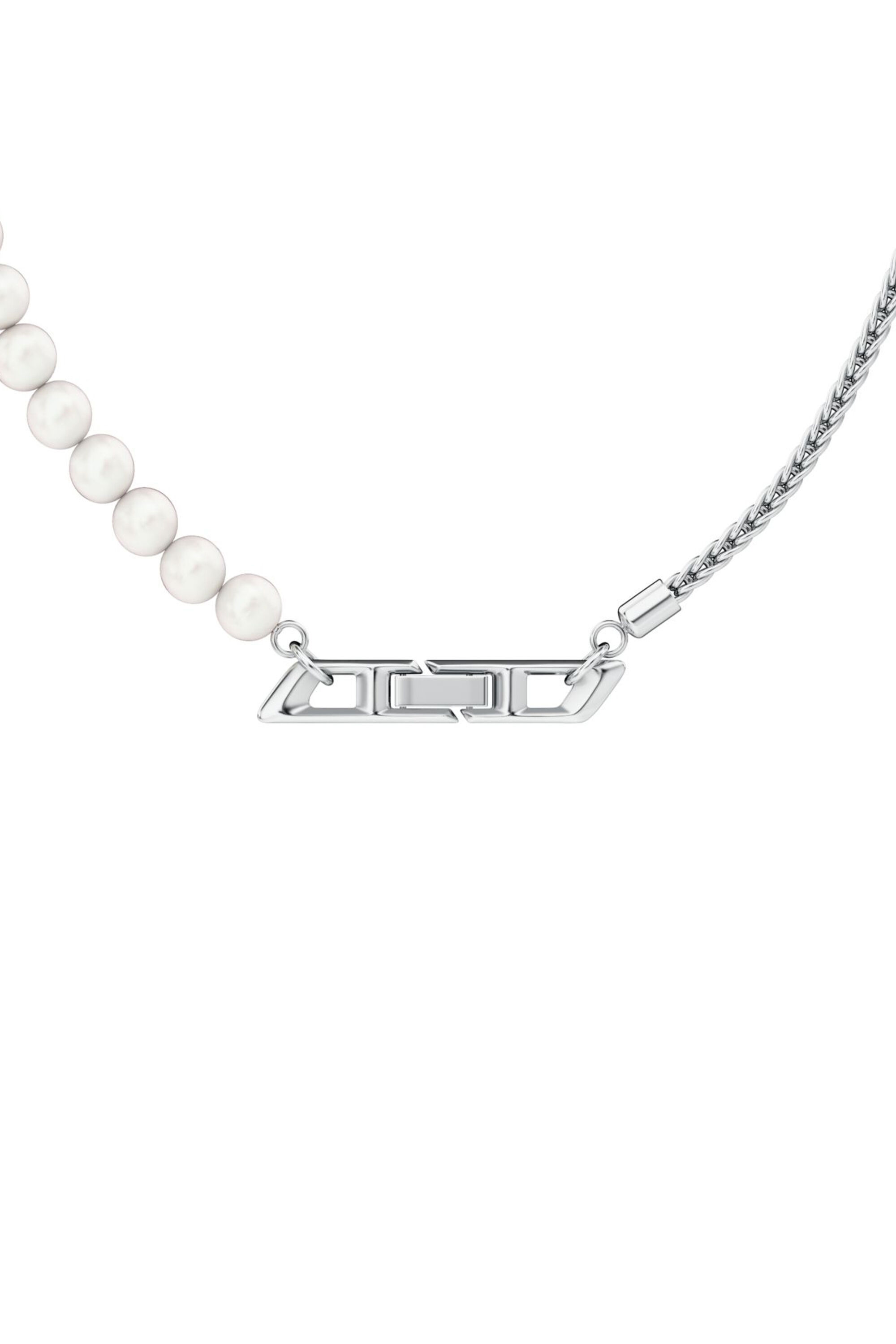 Women's Sterling silver and pearl chain necklace | Silver | Diesel