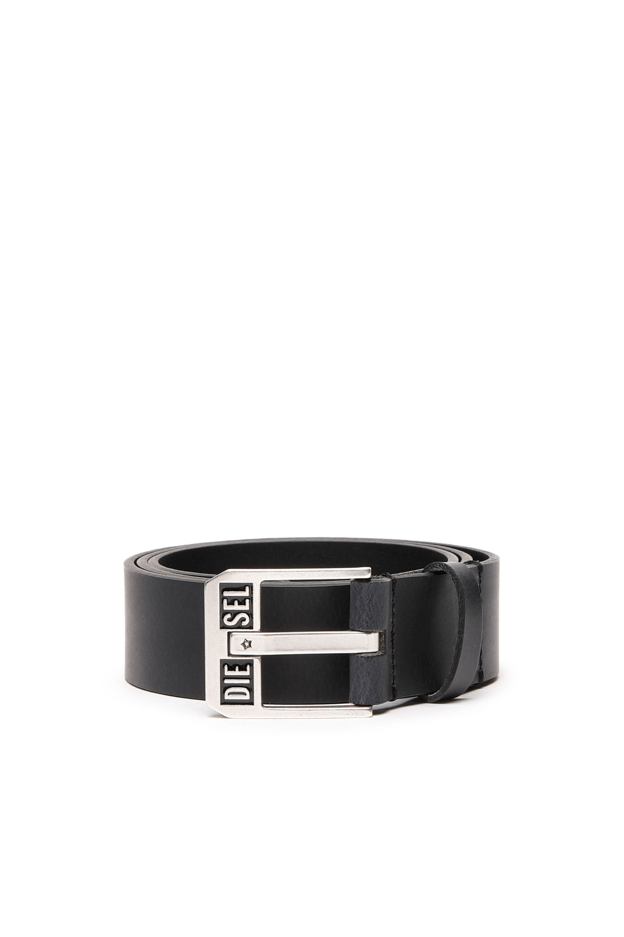 Diesel - BLUESTAR II, Man's Leather belt with star logo buckle in Dark Blue - 1