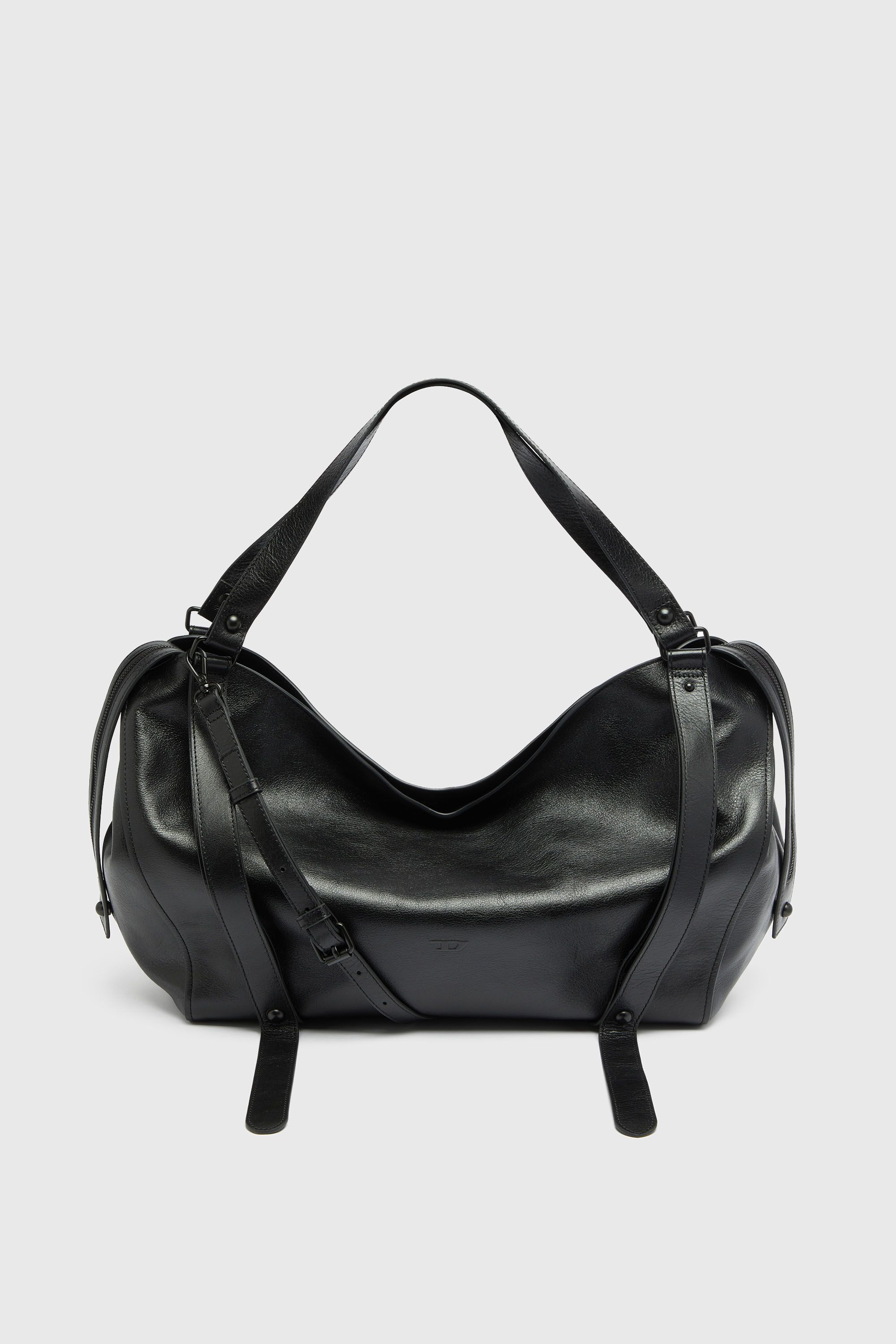Diesel - D-ONE TOPHANDLE L, Unisex's D-One-Large top-handle bag in leather in Black - 2