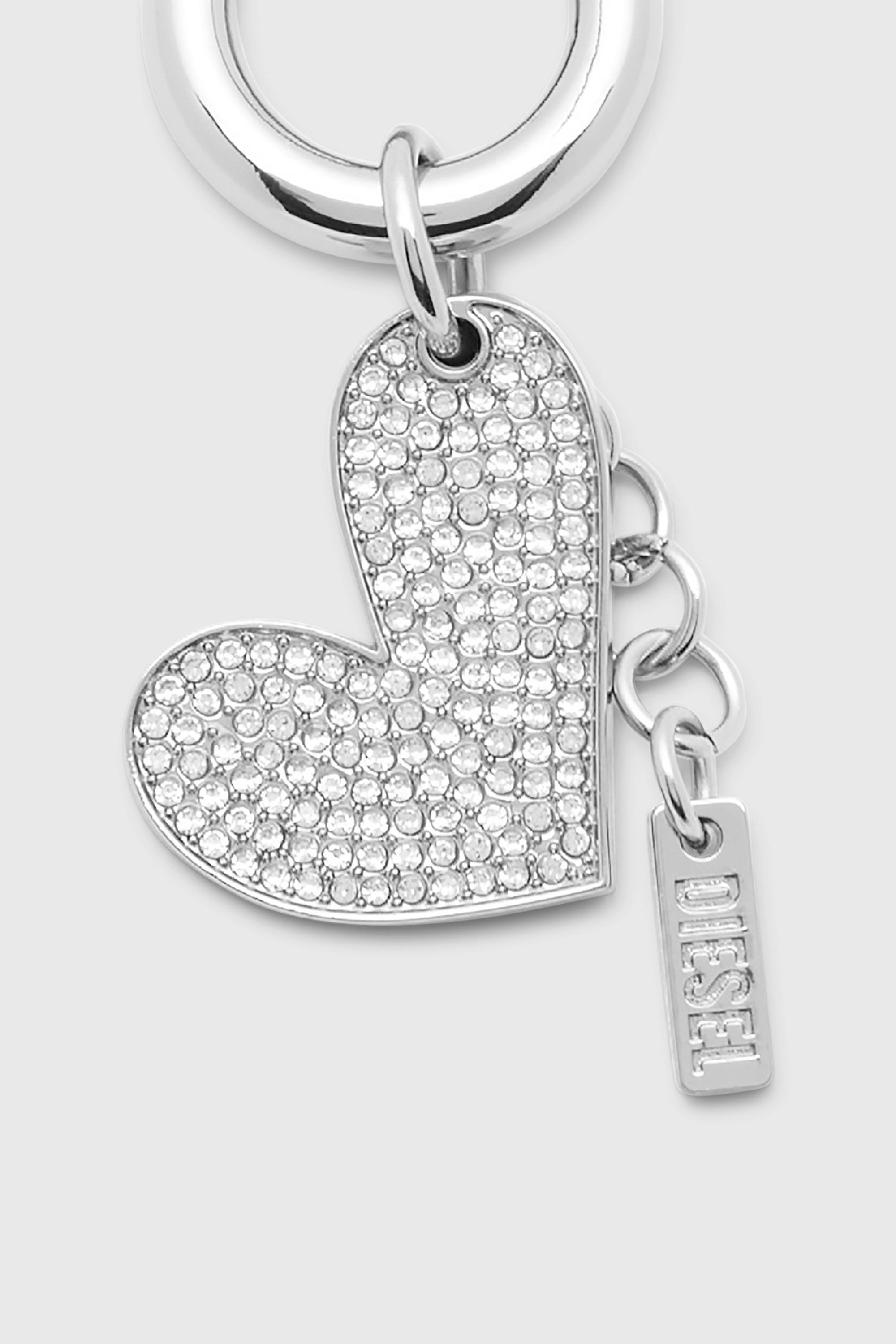Diesel - CHARM-HEART, Woman's Metal heart charm with rhinestones in Silver - 2