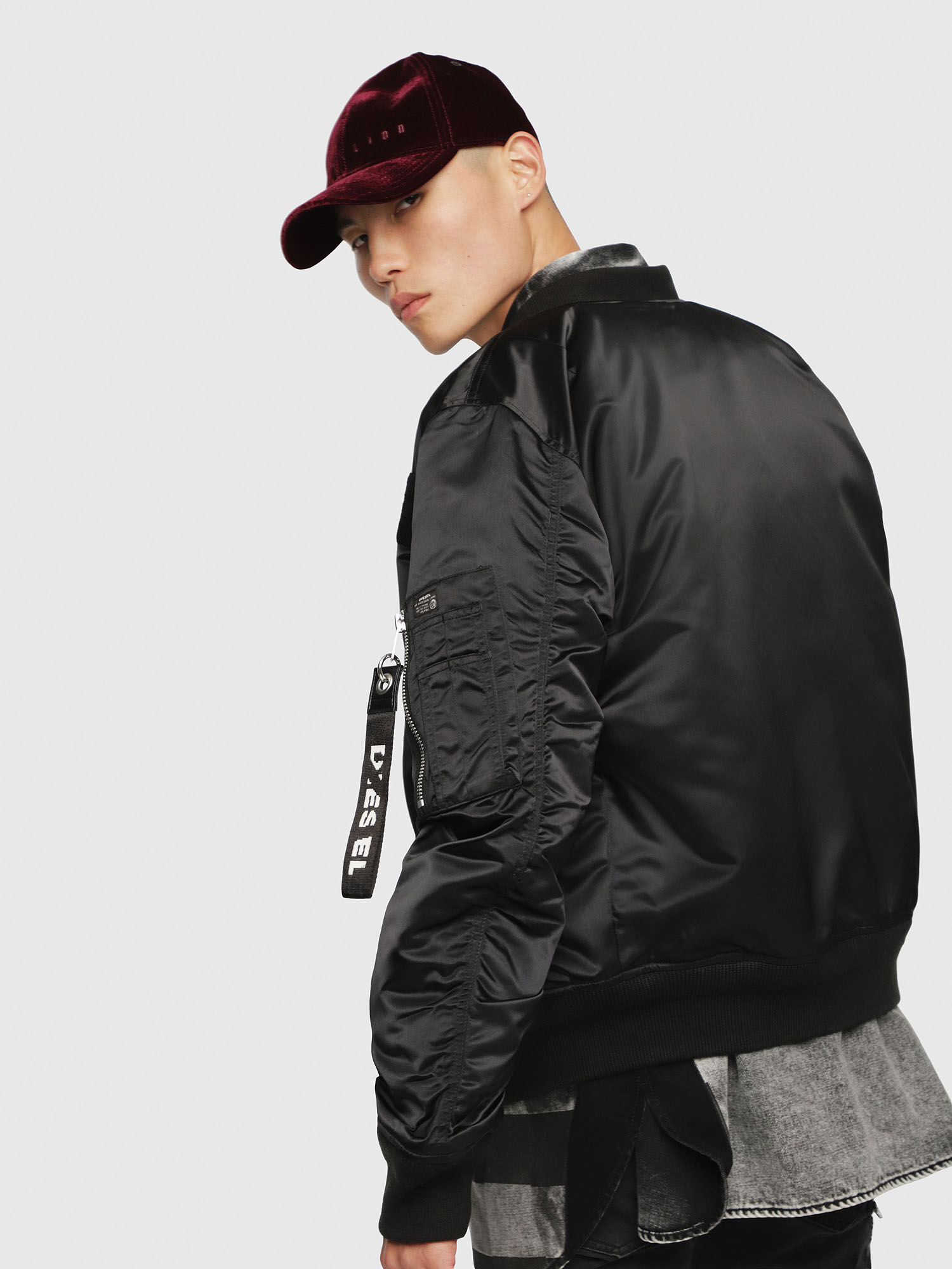 J-SOULY Men: Shiny nylon bomber jacket with patches | Diesel