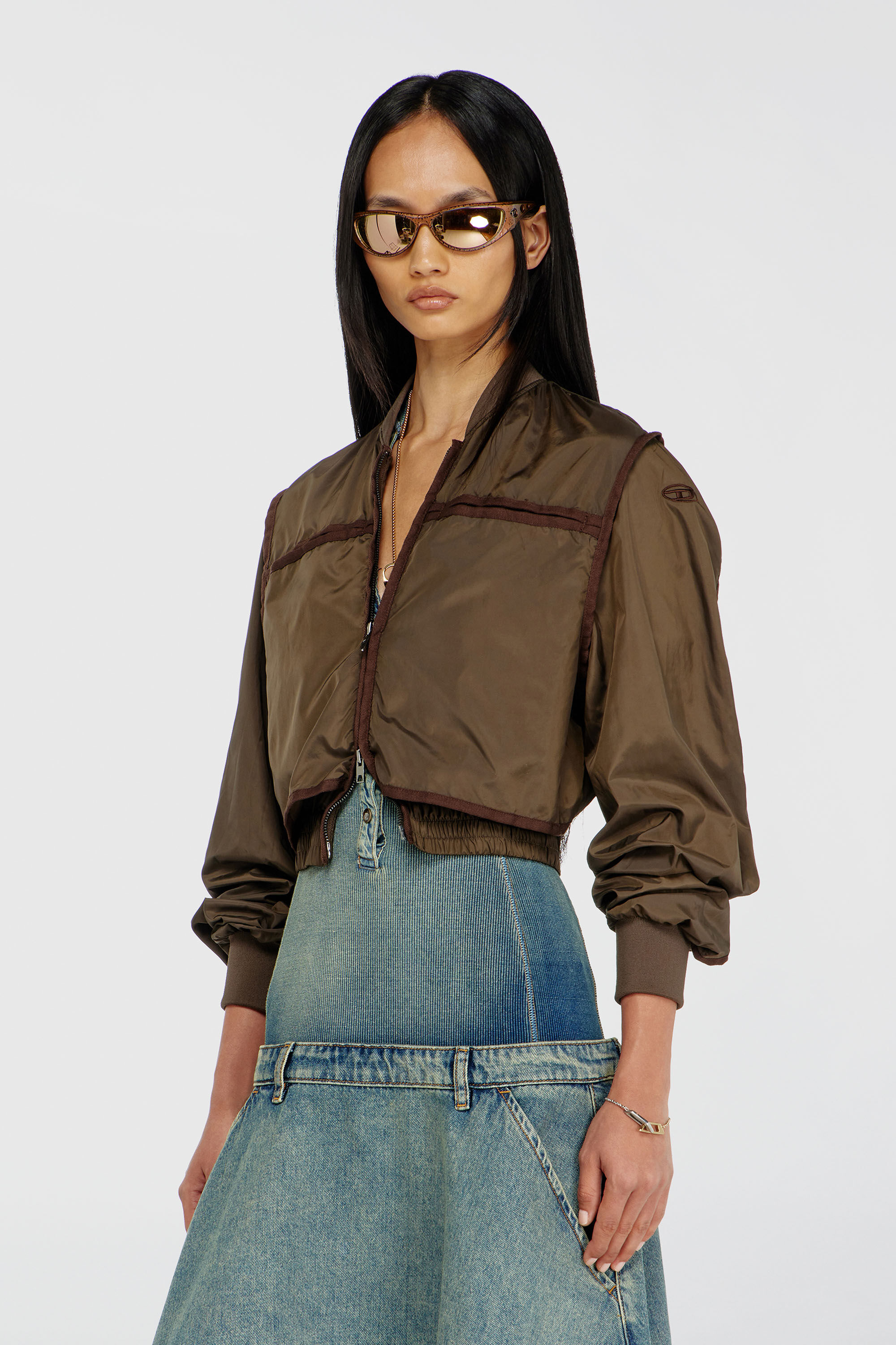 Diesel - G-OTHAM, Woman's Nylon jacket with tonal taping in Brown - 3