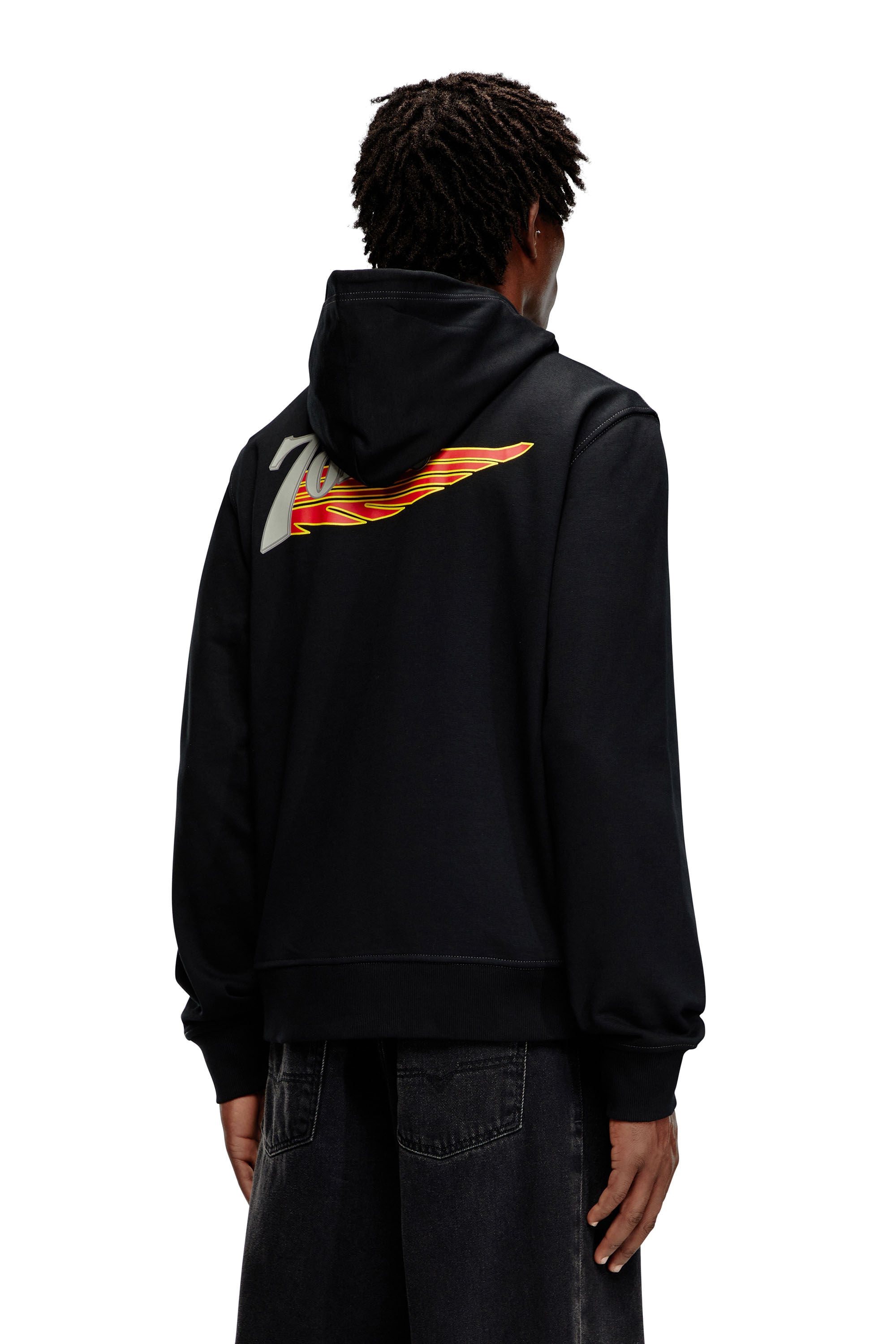 Men's Zip-up hoodie with collegiate graphics | Black | Diesel FI