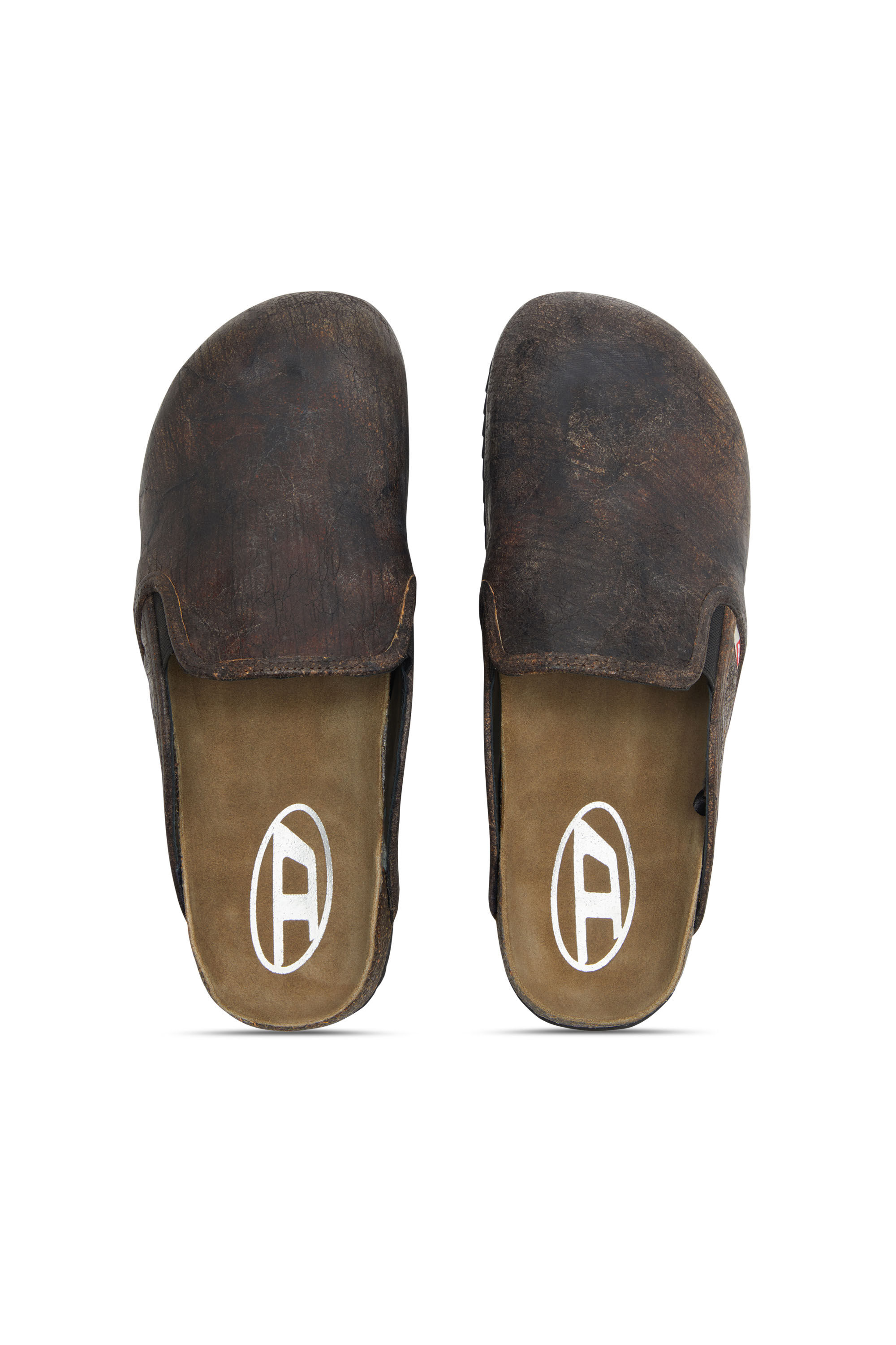 Men's D-Woodstock-Clogs in crackle-effect suede | Brown | Diesel