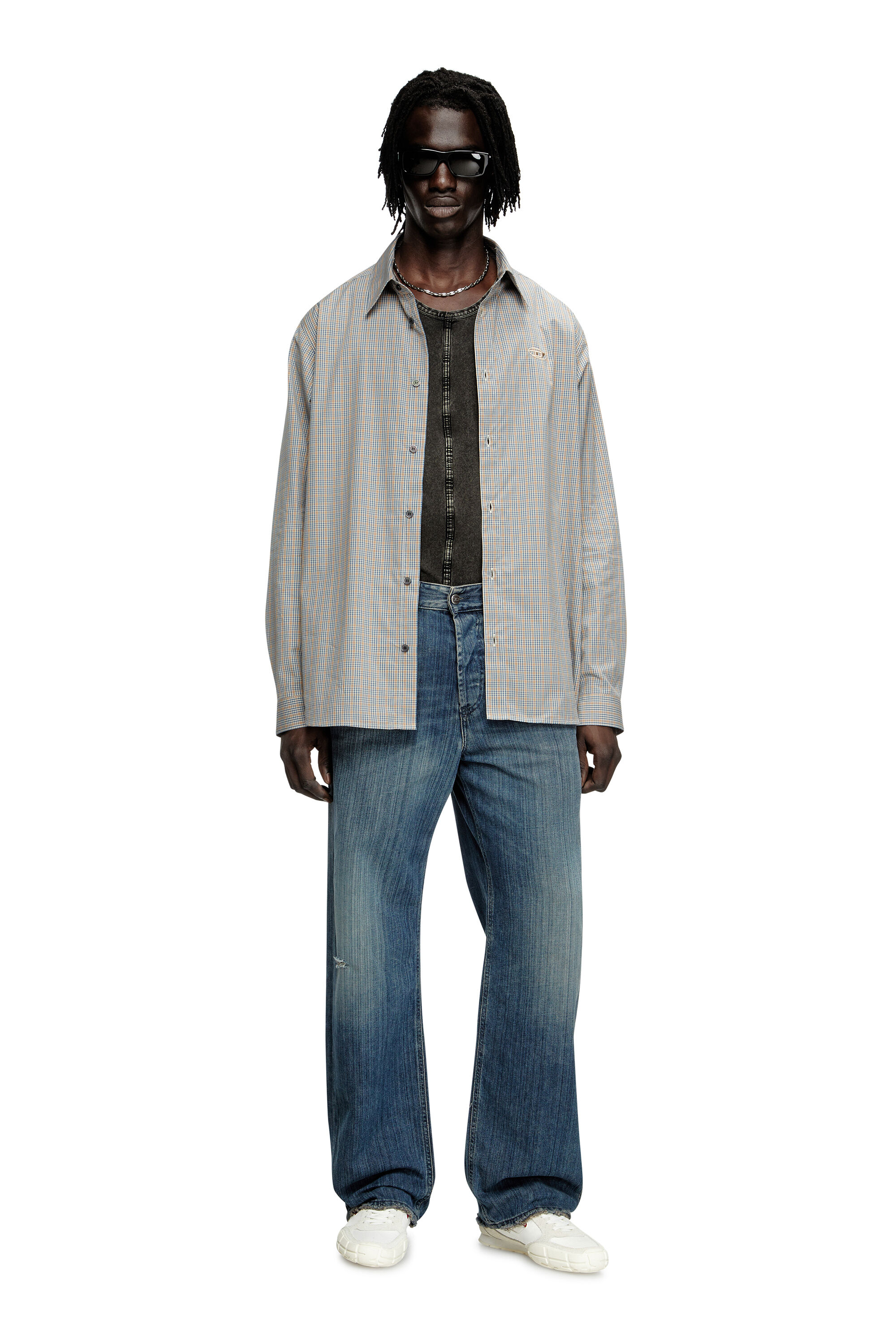 Diesel - S-PAGODHA LOW, Man's Sneakers in leather, suede and ripstop in White/Red - 7