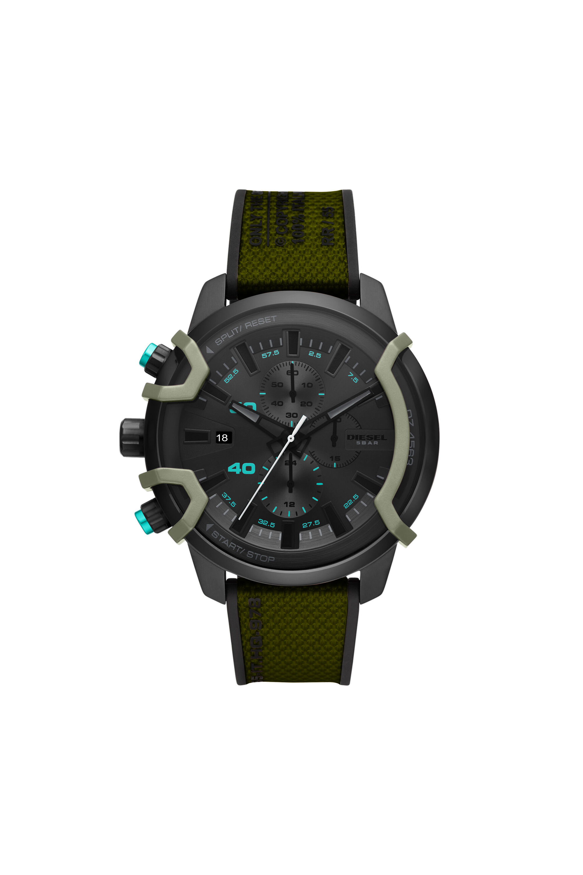 DZ4563 Man: Griffed chronograph green canvas watch | Diesel