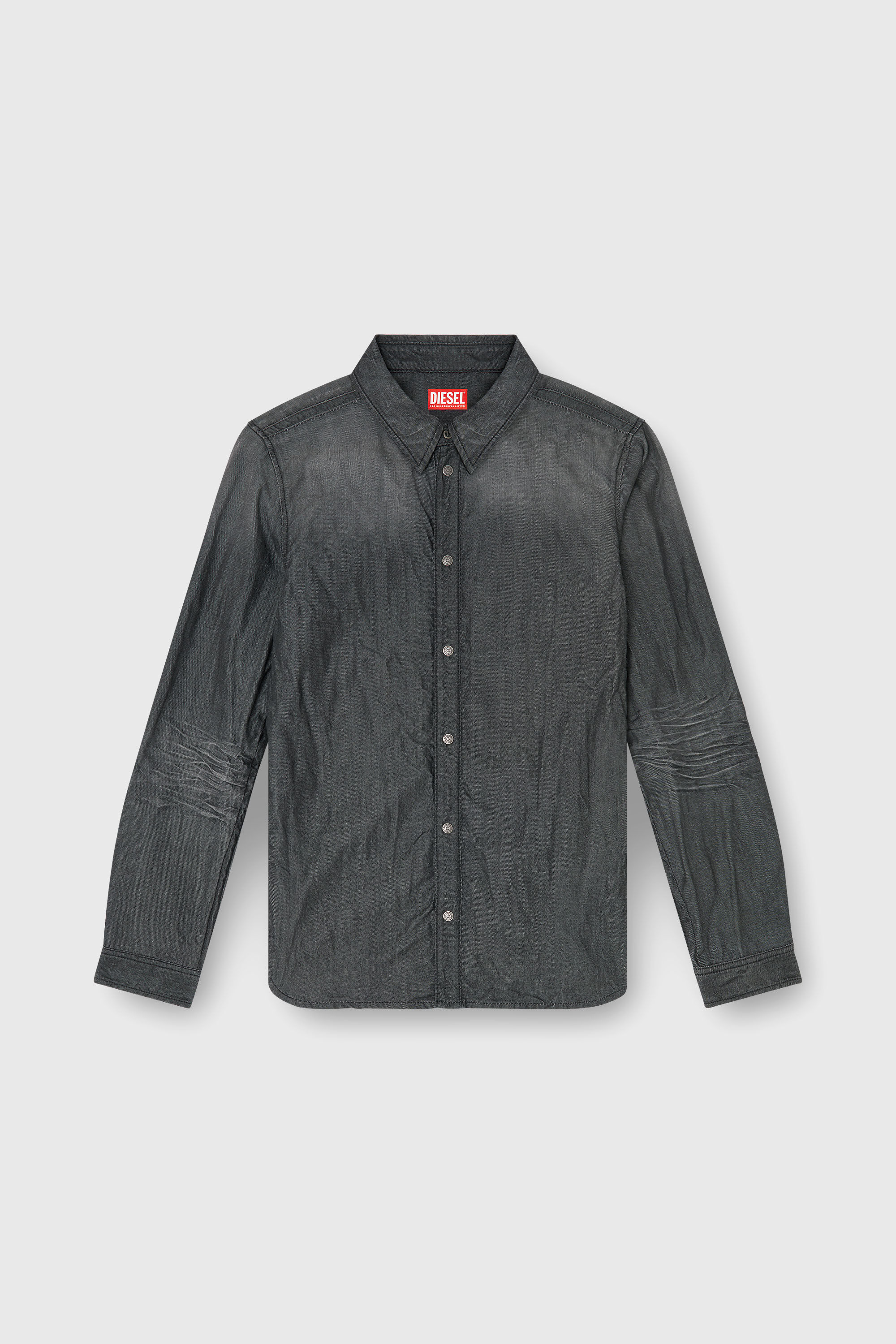 Diesel - D-SYNAR-FSJ2, Man's Shirt in creased denim in Dark grey - 2