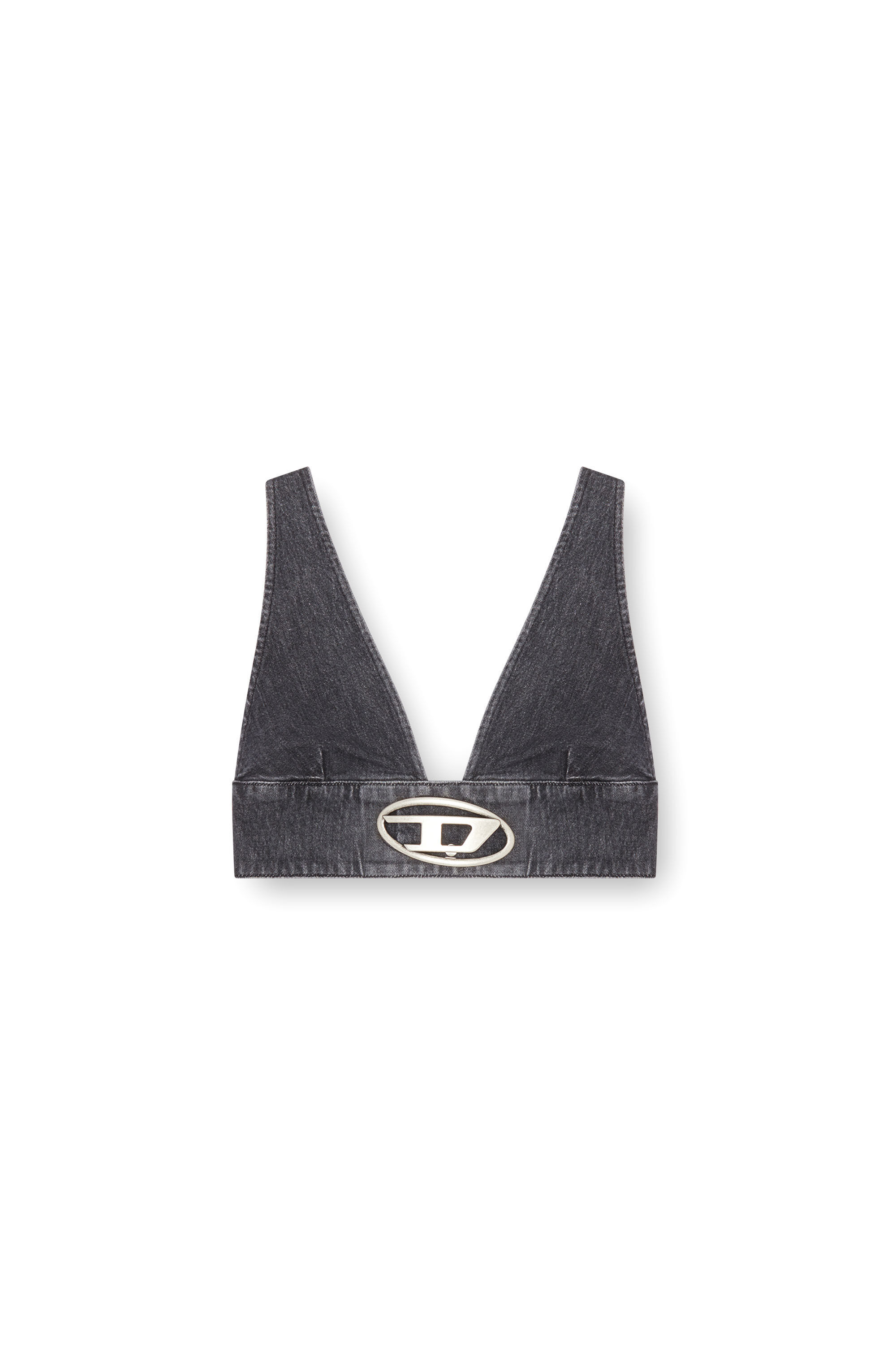 Women's Denim bra top with Oval D plaque | Black | Diesel