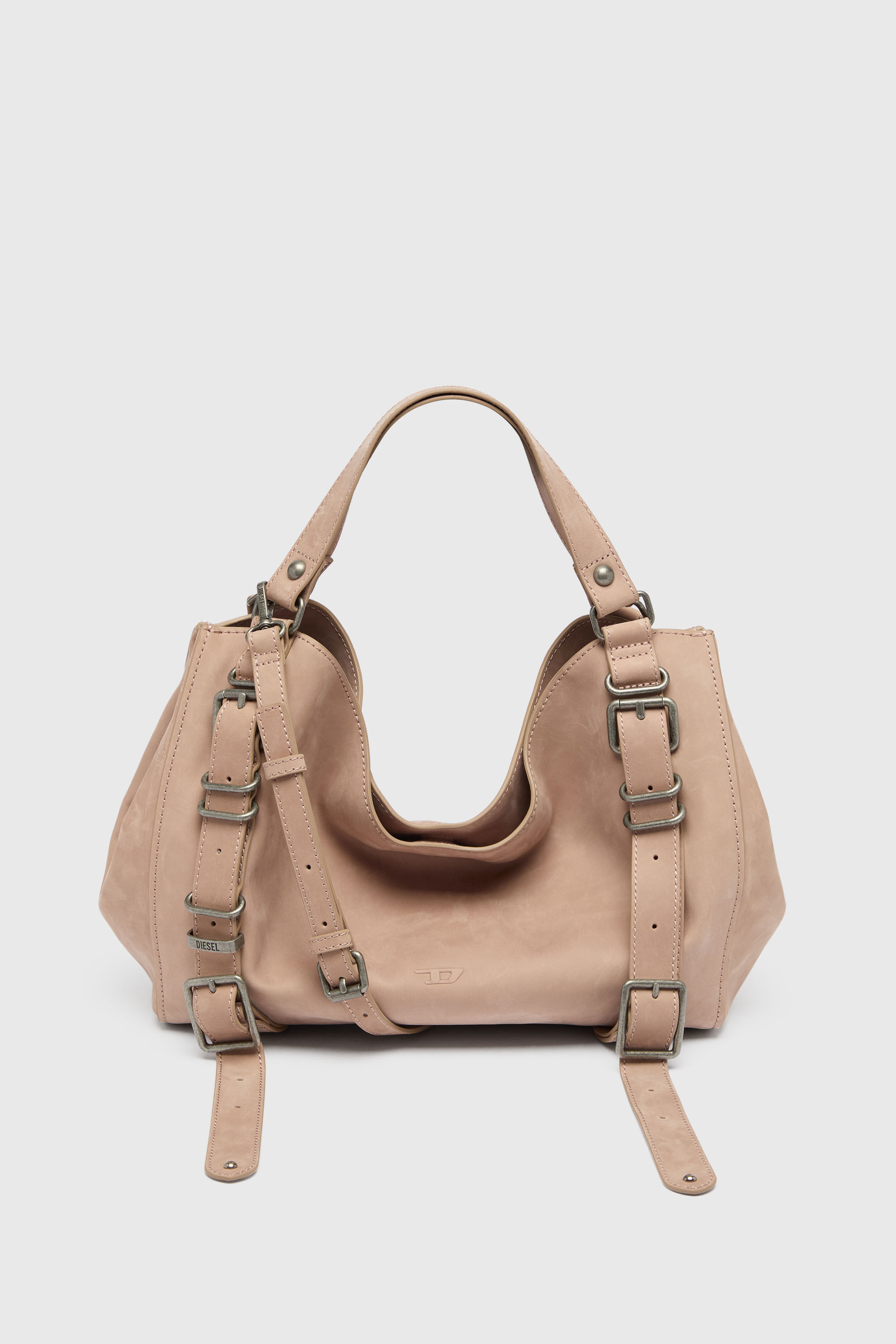 Diesel - D-ONE TOPHANDLE M, Unisex's D-One-Medium top-handle bag in treated leather in Face Powder - 3