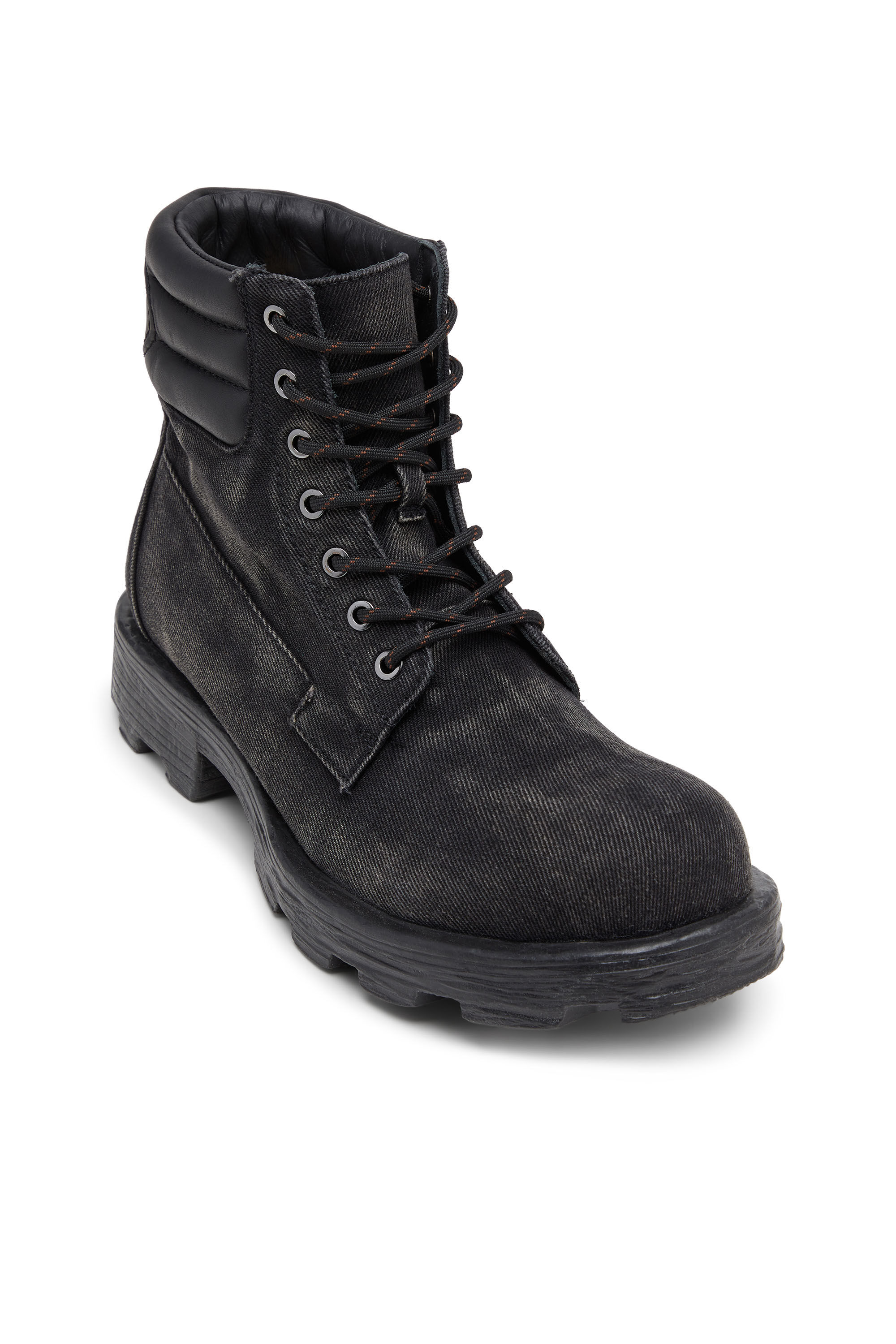 Men's D-Hammer-Combat boots in denim and leather | Black | Diesel FI