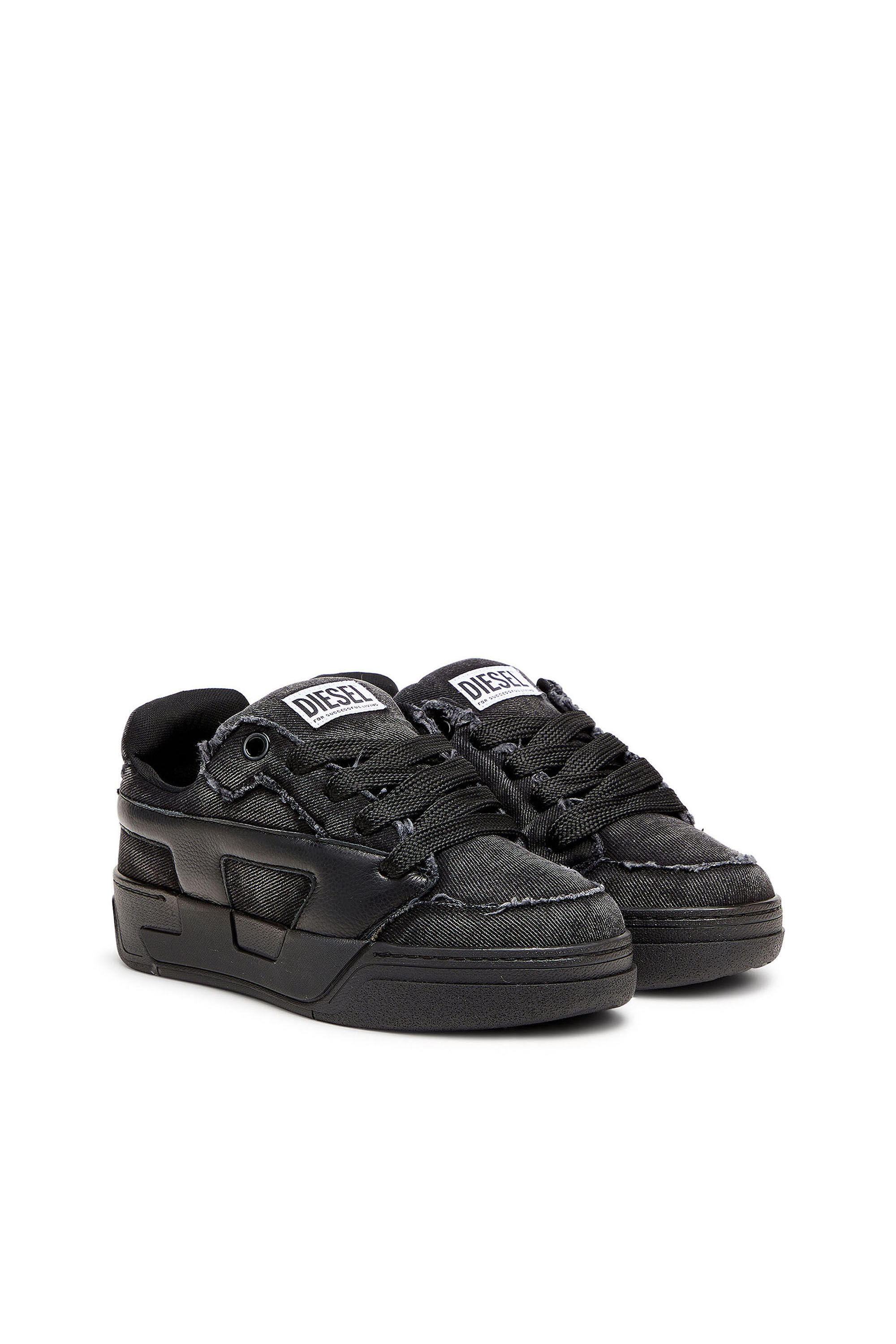 Men's S-D-Ollie - Sneakers in frayed denim e leather | Black