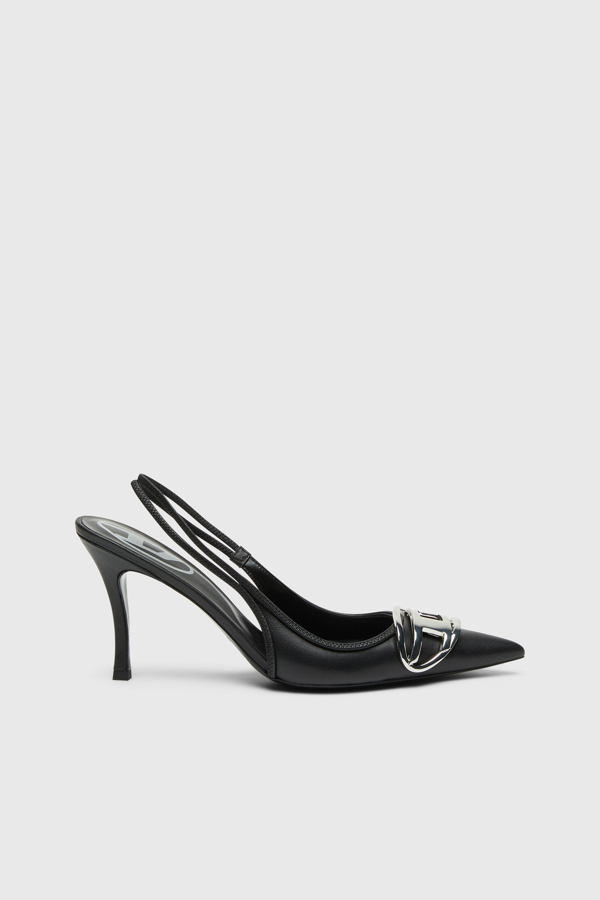 【DIESEL】ローファー パンプス ブラック 38.0 D-VENUS SB Woman: Slingback pumps in nappa leather, D logo