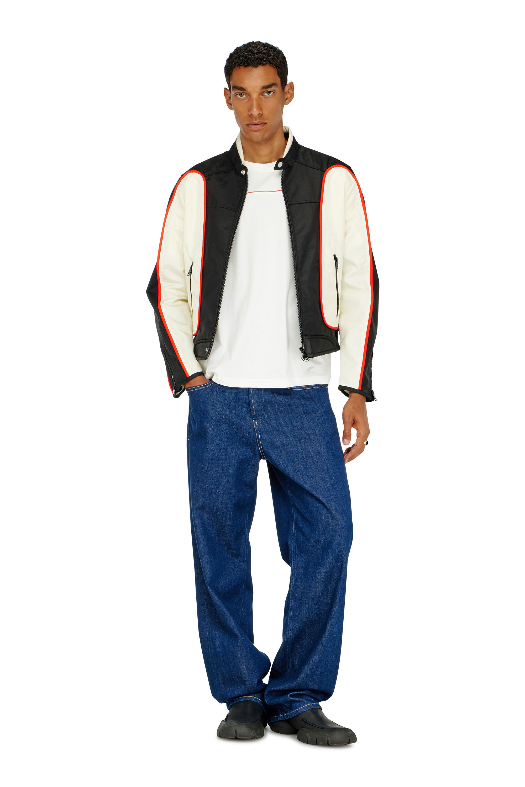 Diesel - T-NORM-PIPING, Man's T-shirt with contrast piping in White - 1