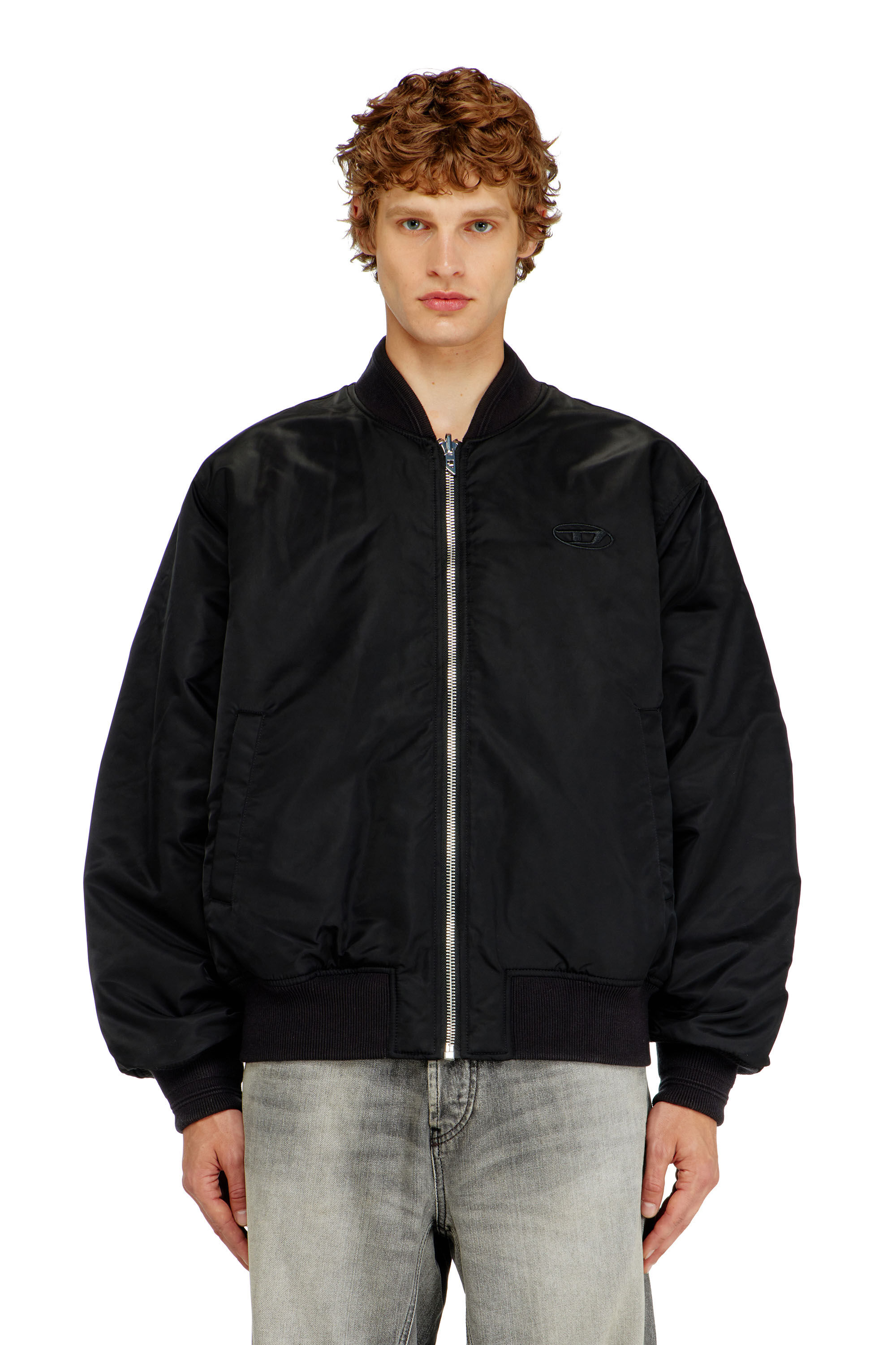 Diesel - W-TYPE-D1, Man's Padded bomber jacket with Oval D embroidery in Black - 3