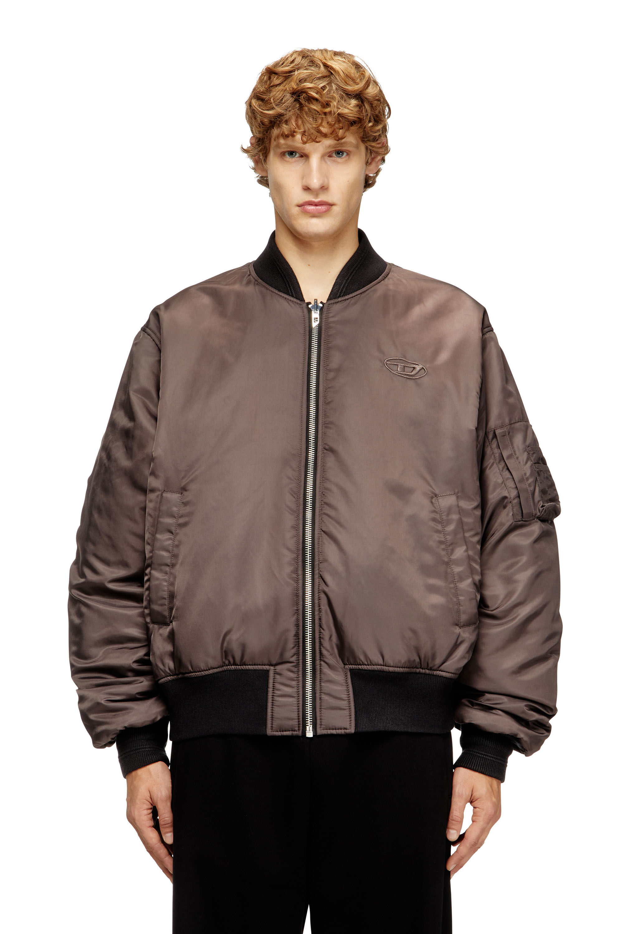 Men's Padded bomber jacket with Oval D embroidery | Black | Diesel FI