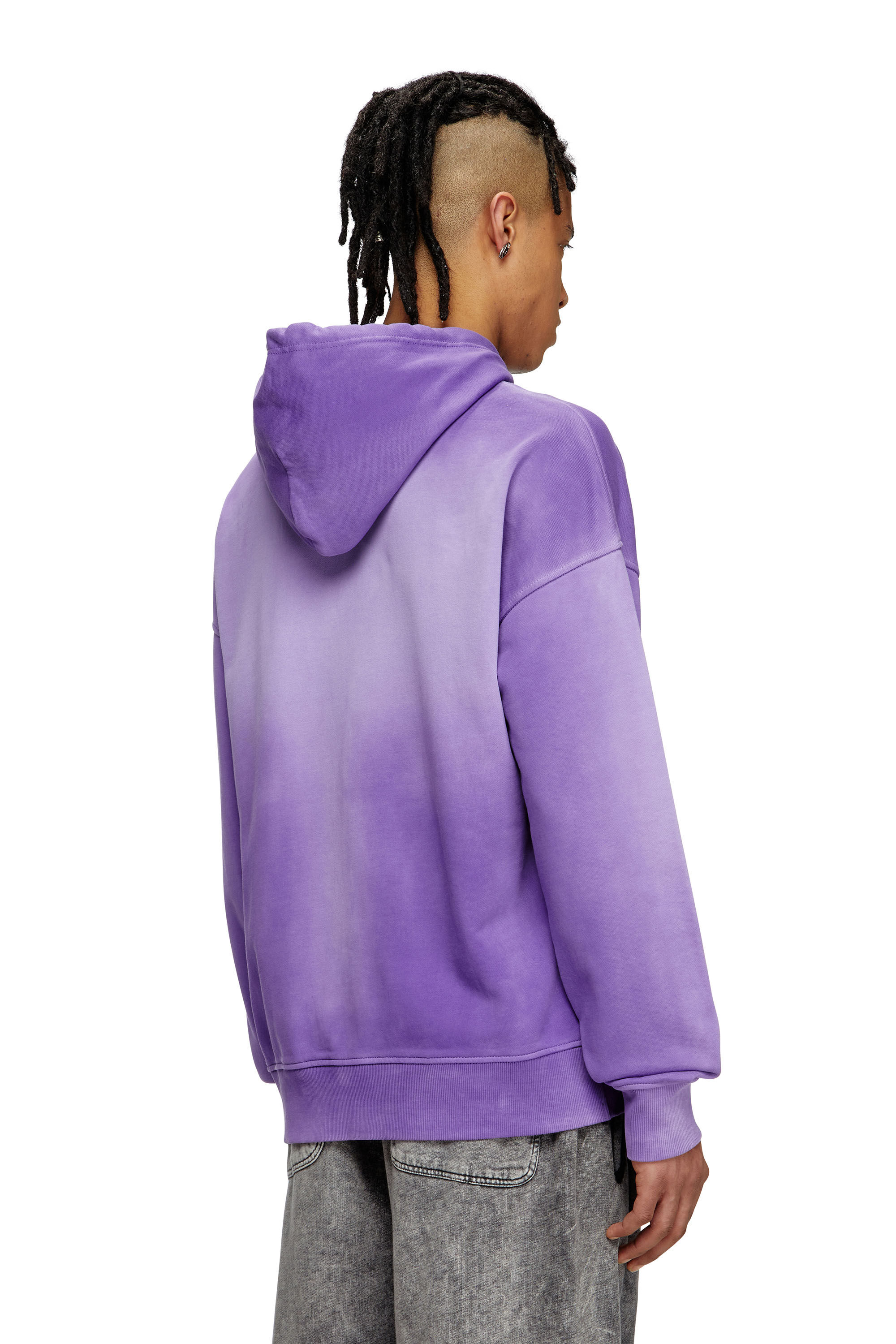 DIESEL S-ロブ-フード-R2 フェード フーディー 長袖パーカー Men's Faded hoodie with micro-logo embroidery | Violet | Diesel