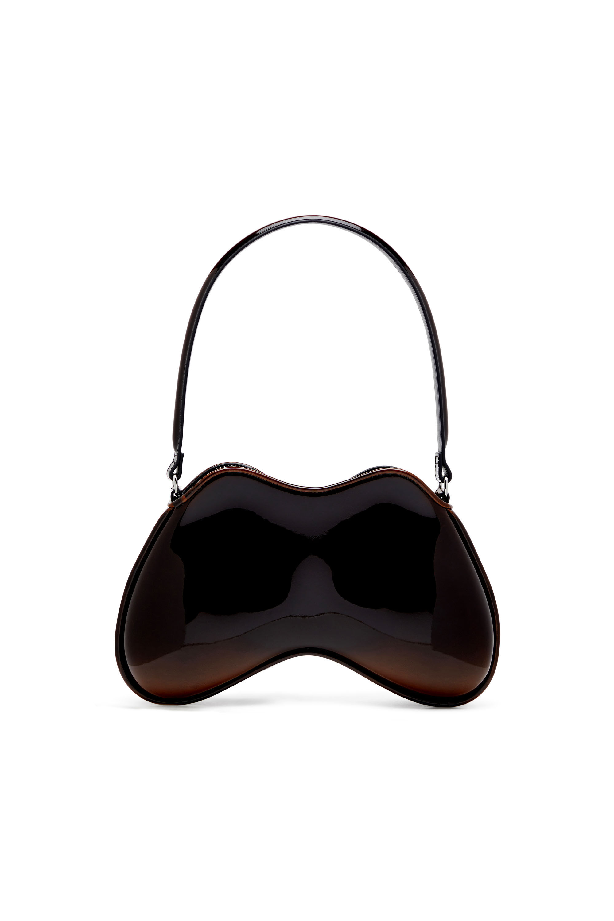DIESEL☆ Rigid shoulder bag in degrade glossy PU ブラウン Women's Double-D-Rigid shoulder bag in dégradé glossy PU