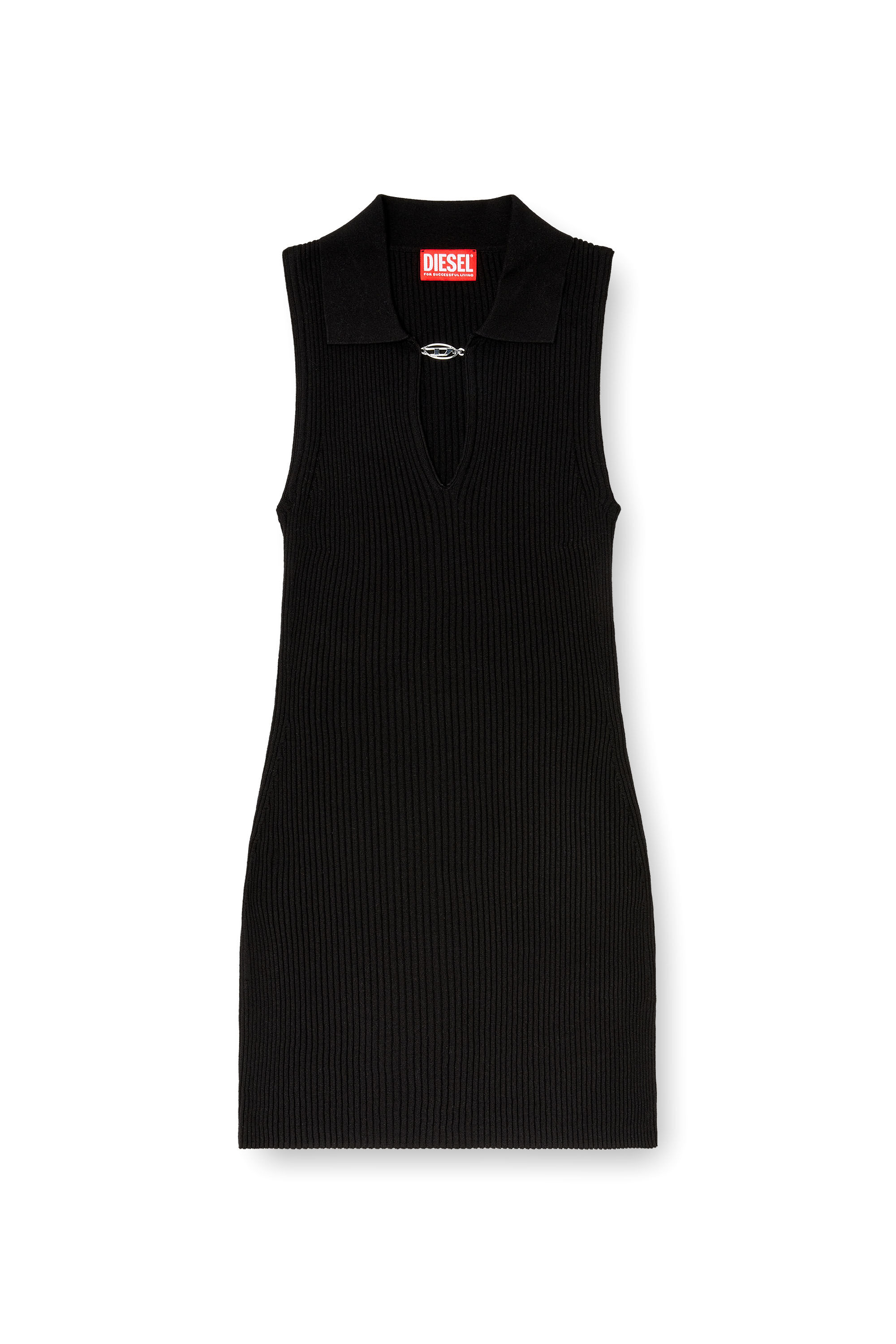 Diesel - M-LILMA, Woman's Short polo dress in silk-blend rib knit in null - 2