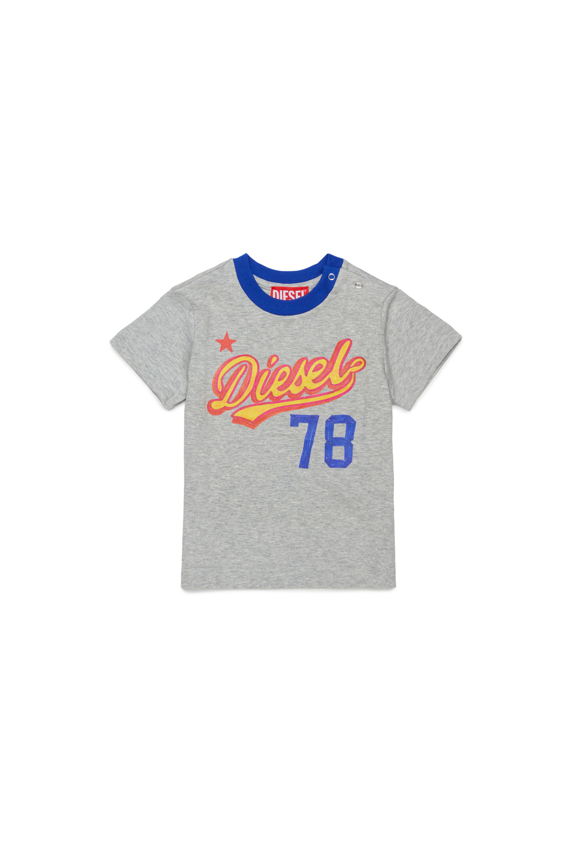 Diesel - TURSIB, Man's Cotton T-shirt with retro logo print in Grey - 1