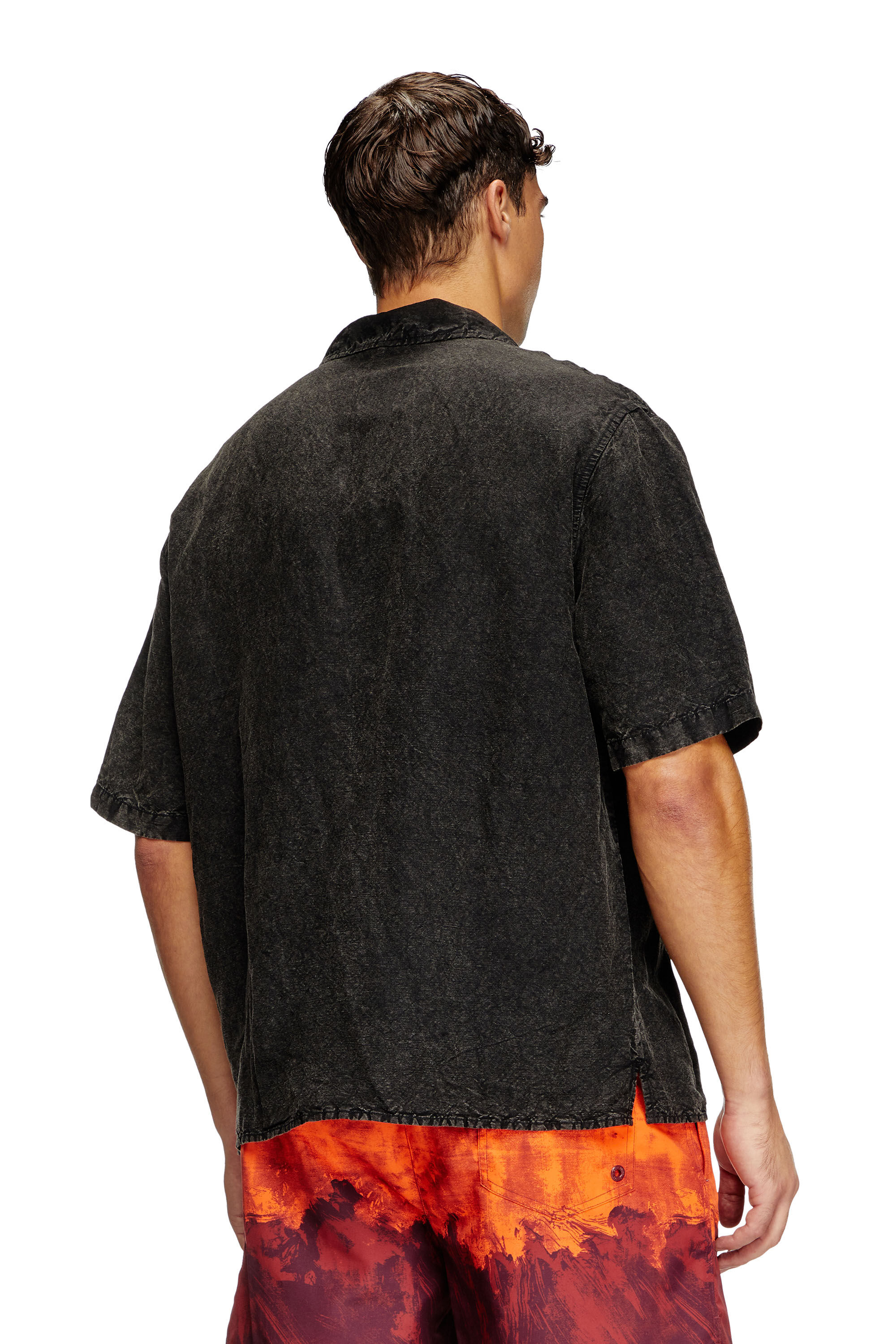 *Diesel*チャールズ-D-ポップ プリント ビーチシャツ Men's Printed beach shirt in linen blend | Blue | Diesel