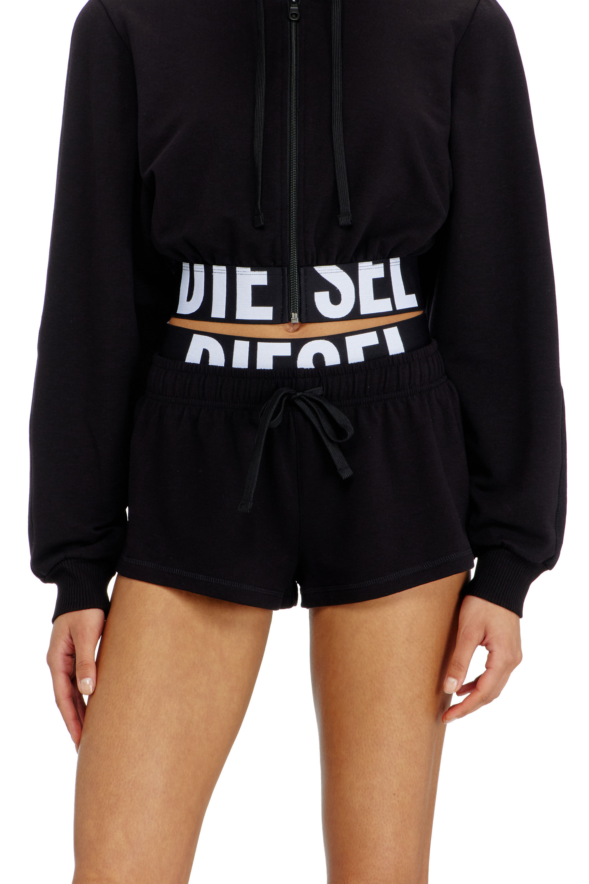 Diesel - MIRANDA-D-POP, Woman's Short pants in cotton Terry with Diesel logo in Black - 3