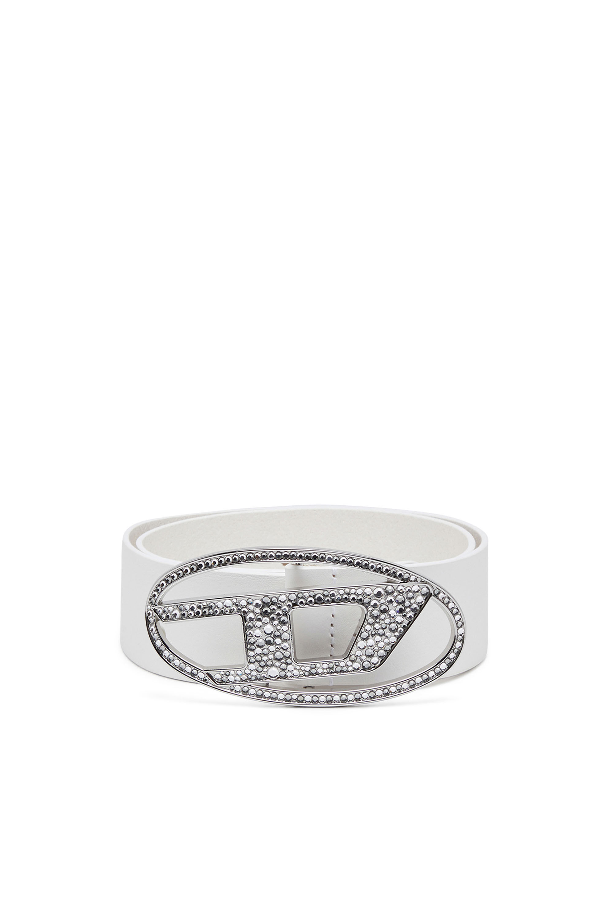 Women's Rhinestone-embellished leather belt | White | Diesel Women's Rhinestone-embellished leather belt | White | Diesel