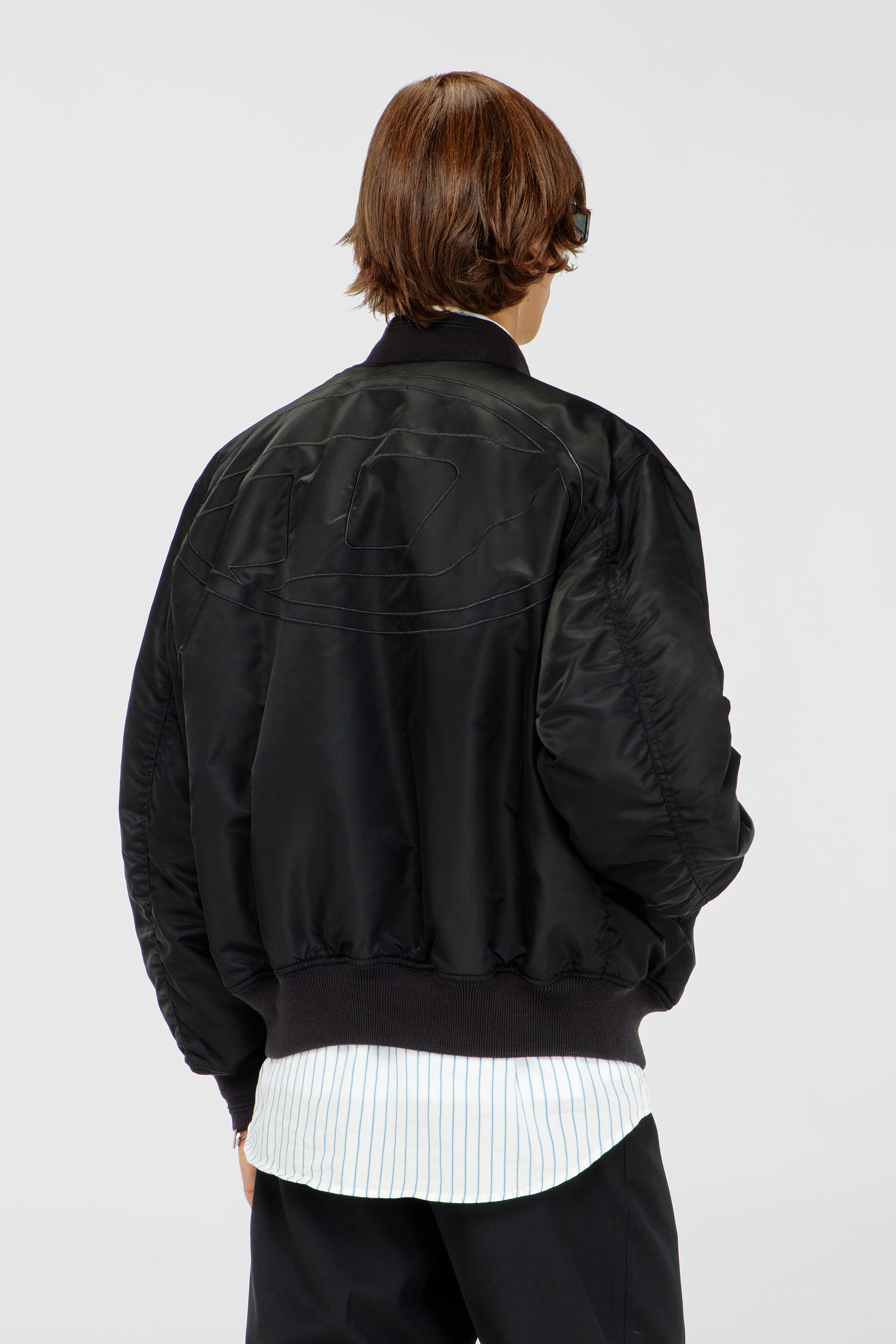 Men's Padded bomber jacket with Oval D embroidery | Black | Diesel FI