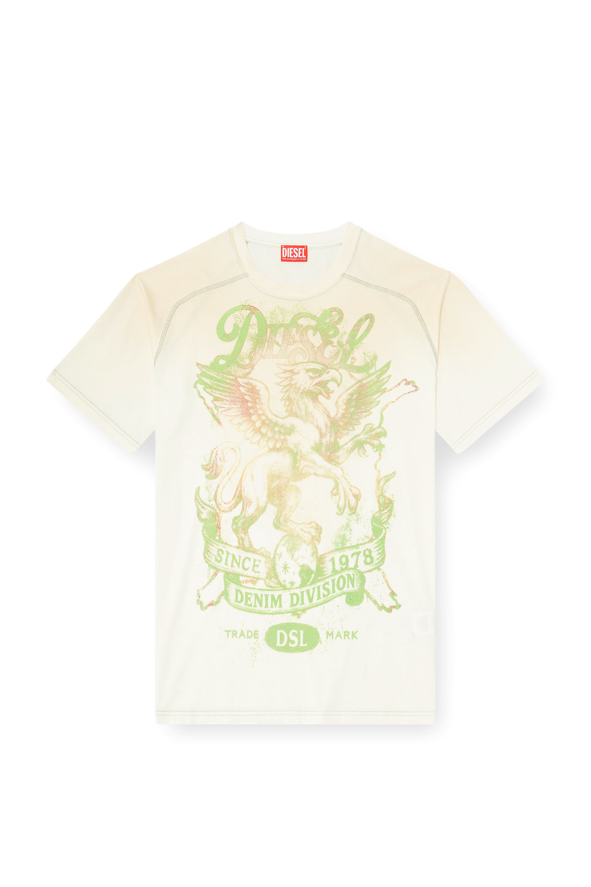Diesel - T-GRIFFO, Man's T-shirt with griffin print in Green/White - 2