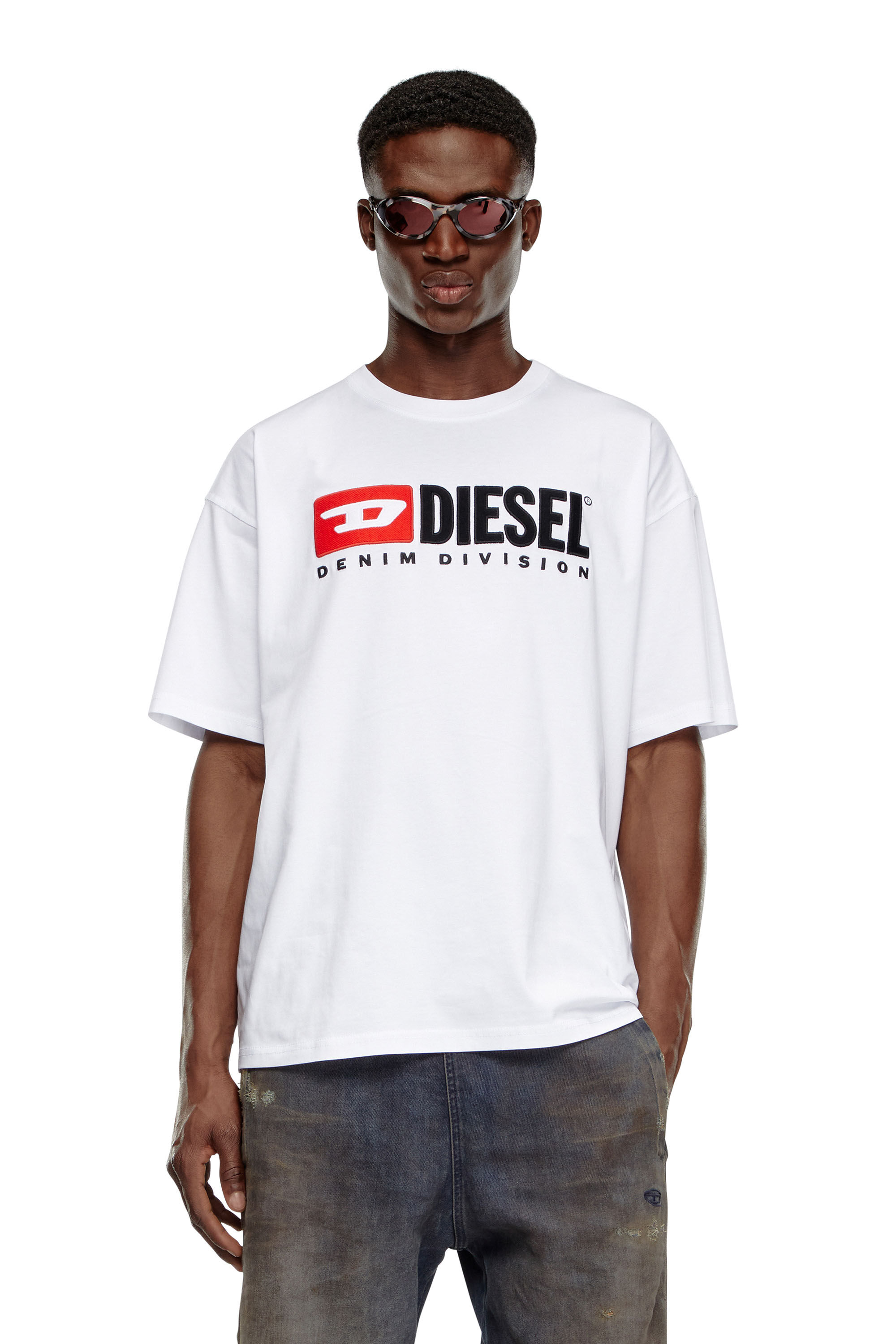 Men's T-shirt with Diesel patch logo | White | Diesel FI