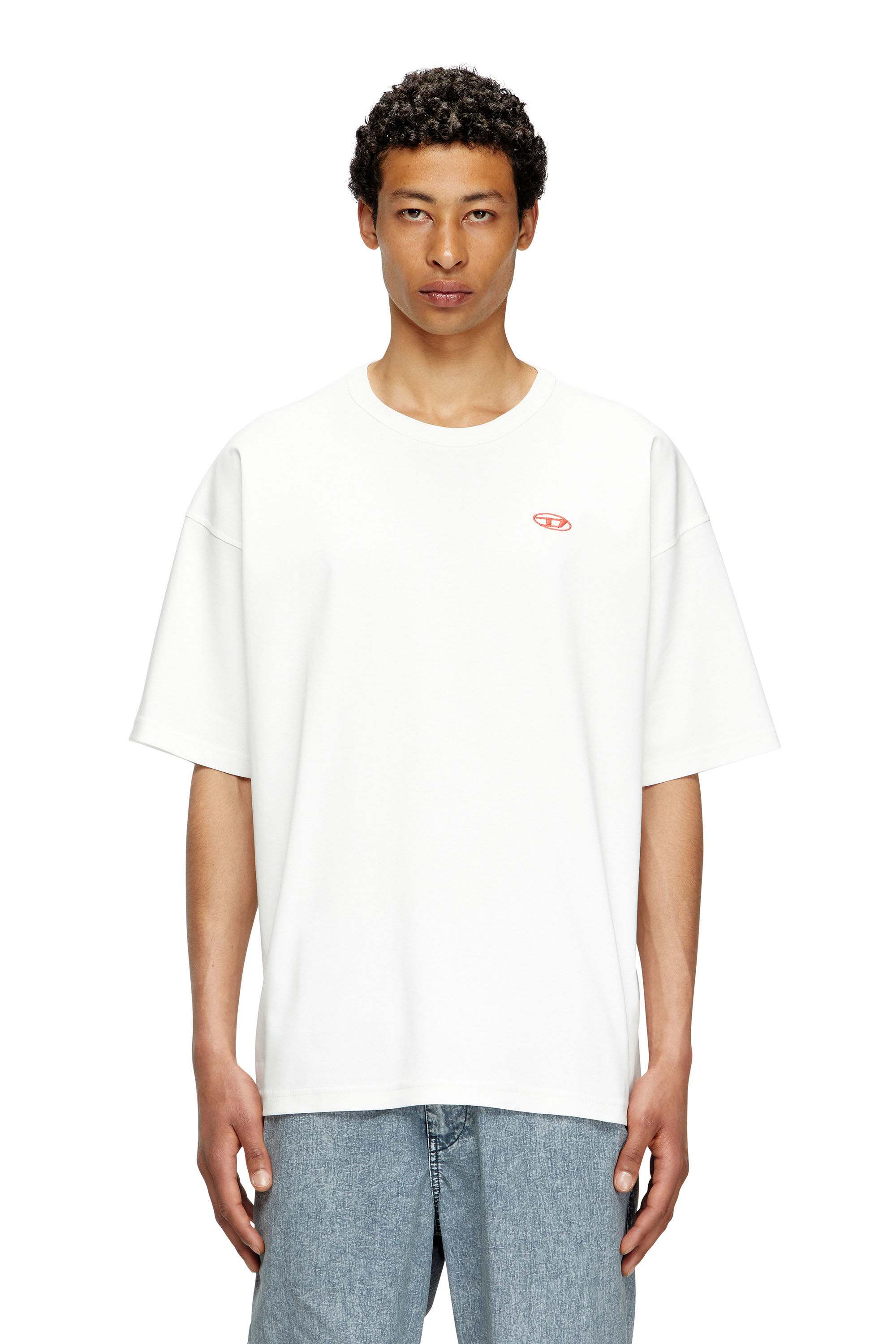 Men's T-shirt with red Oval D | White | Diesel FI
