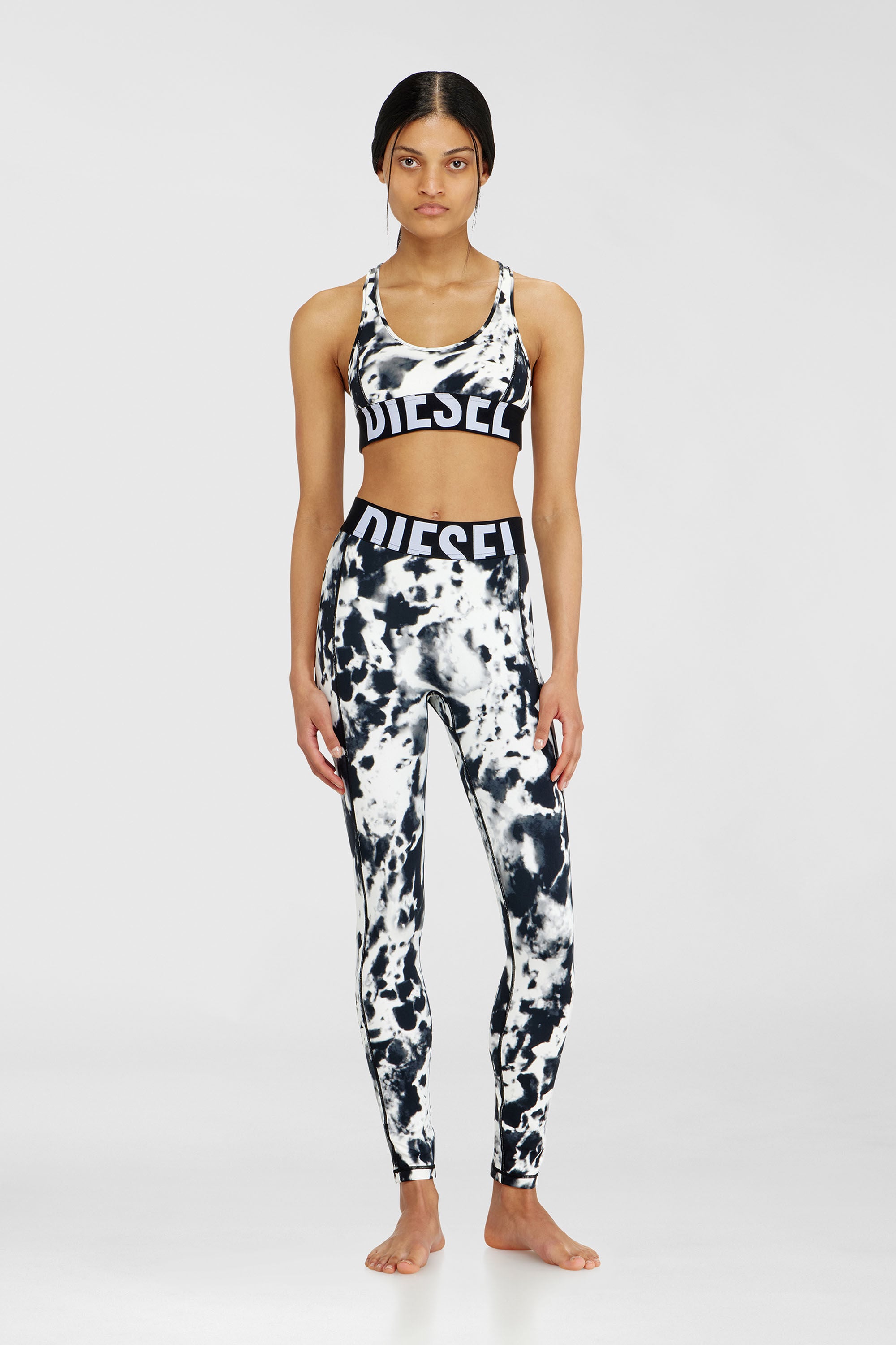 Diesel - ALLISON-D-POP, Woman's Sports bra in printed microfibre in White/Black - 1