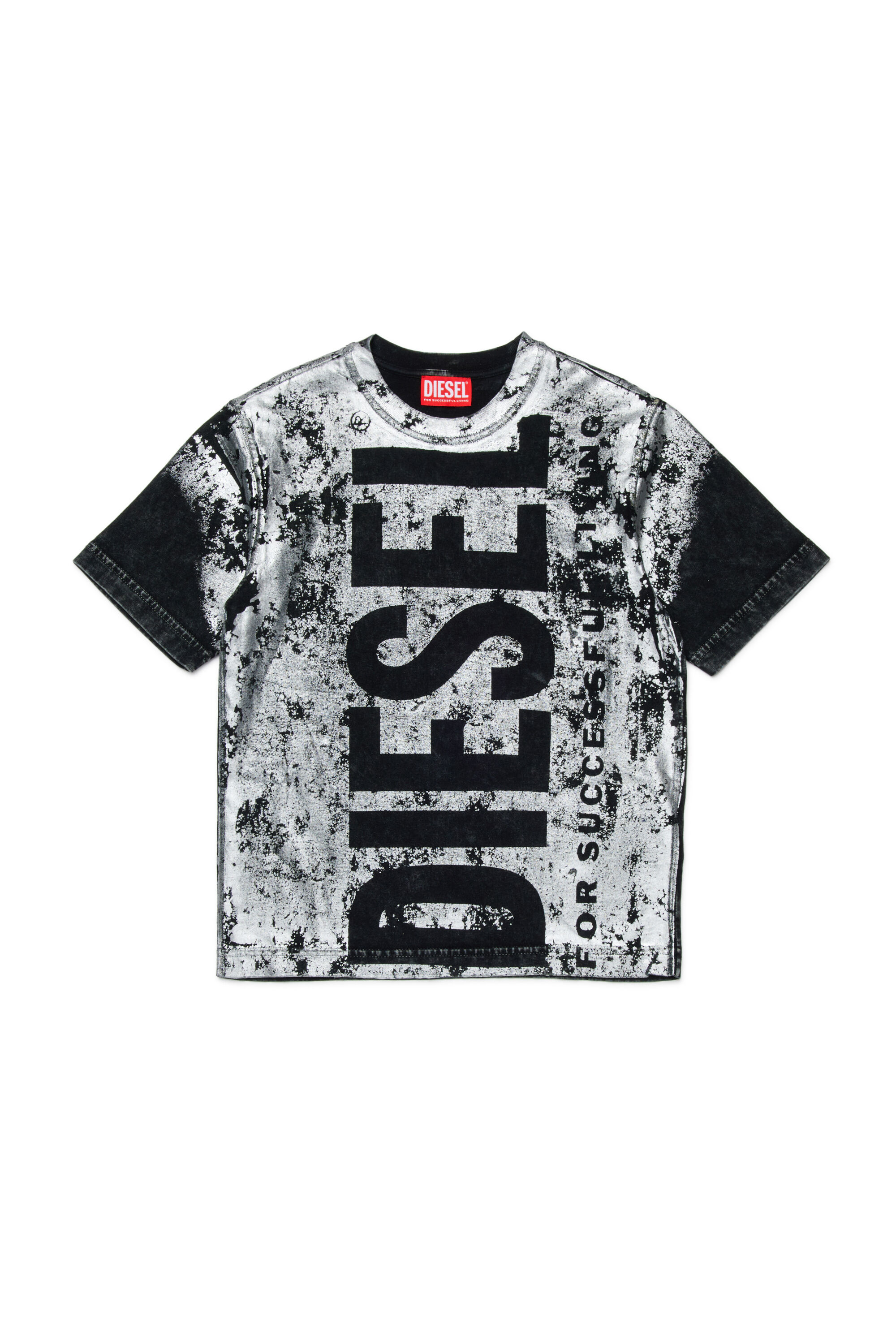 Diesel - TABOXTAR2 OVER, Man's T-shirt with chalk-effect print in Black - 1
