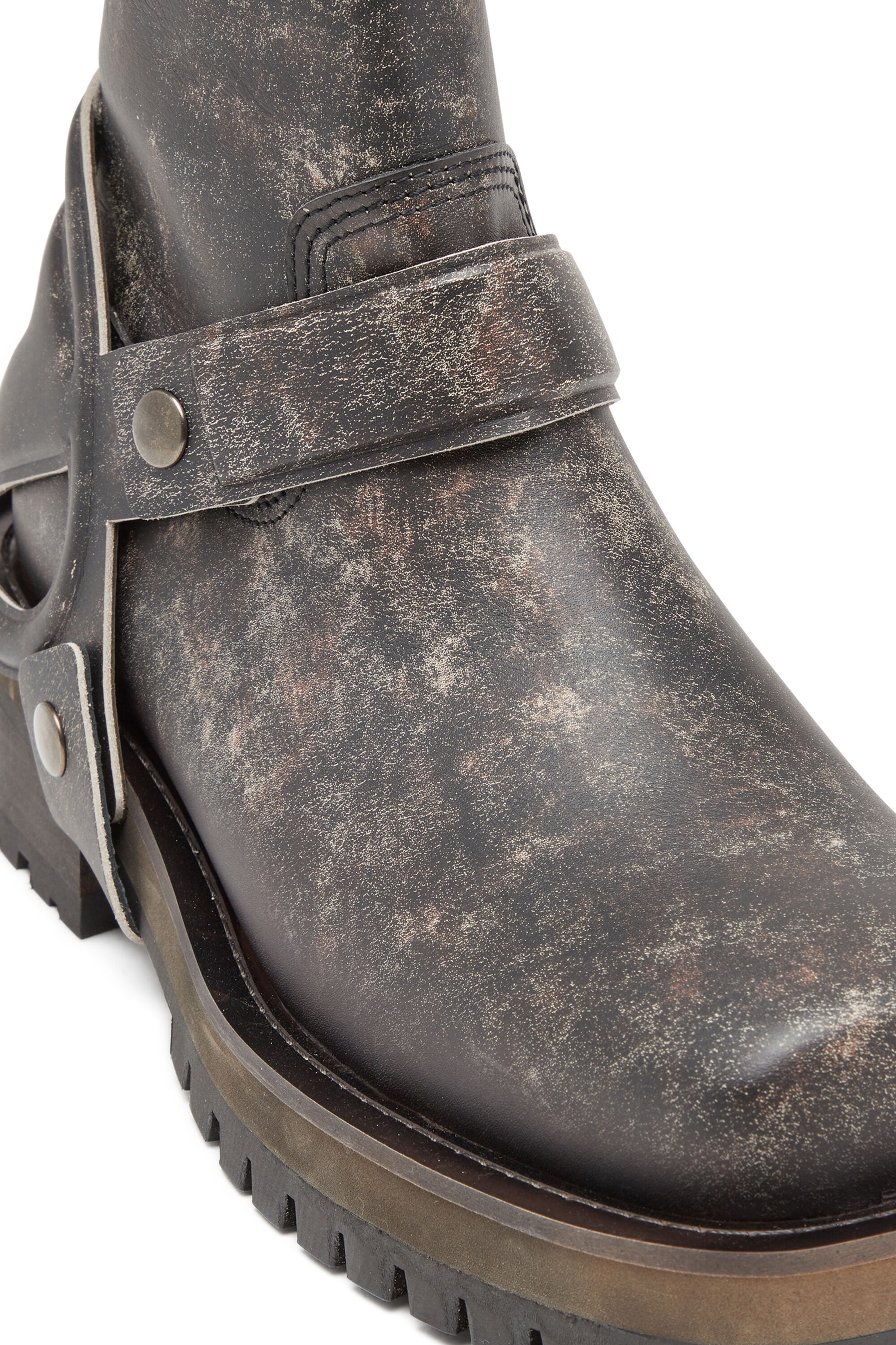 Men s D Texan Harness boots in distressed leather Brown Diesel