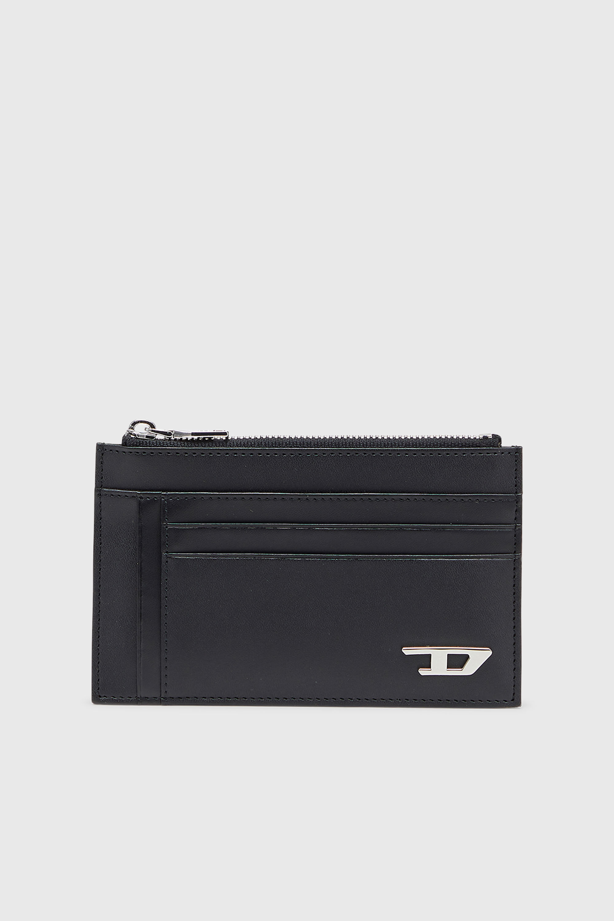 Diesel - D-LOGO 2.0 CARD CASE VI, Man's Leather card holder with zip pocket in Black - 1