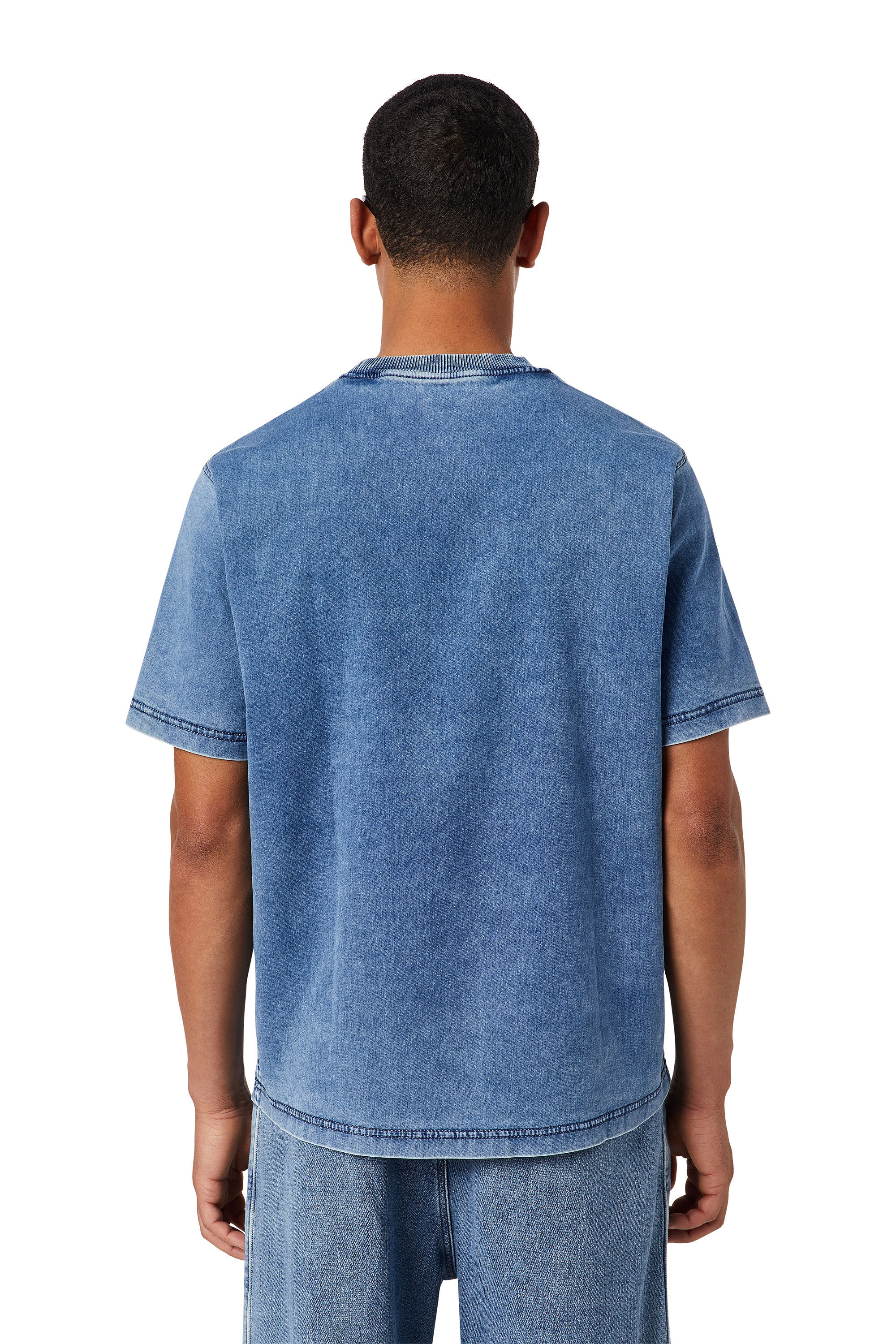 Diesel - D-BIGGOR TRACK DENIM T-SHIRT, Light Blue - Image 4