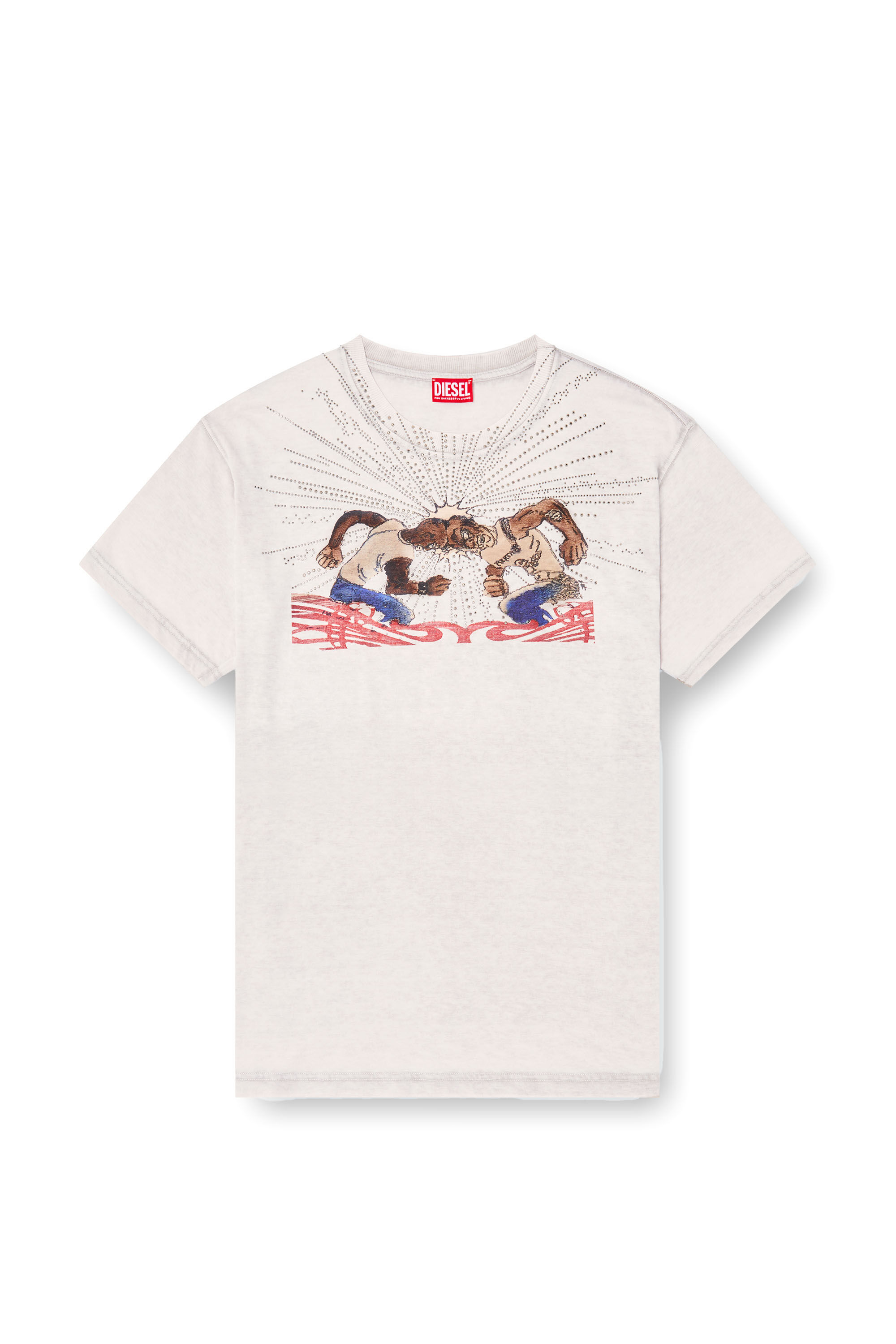 Men's T-shirt with rhinestone graphic | Grey | Diesel