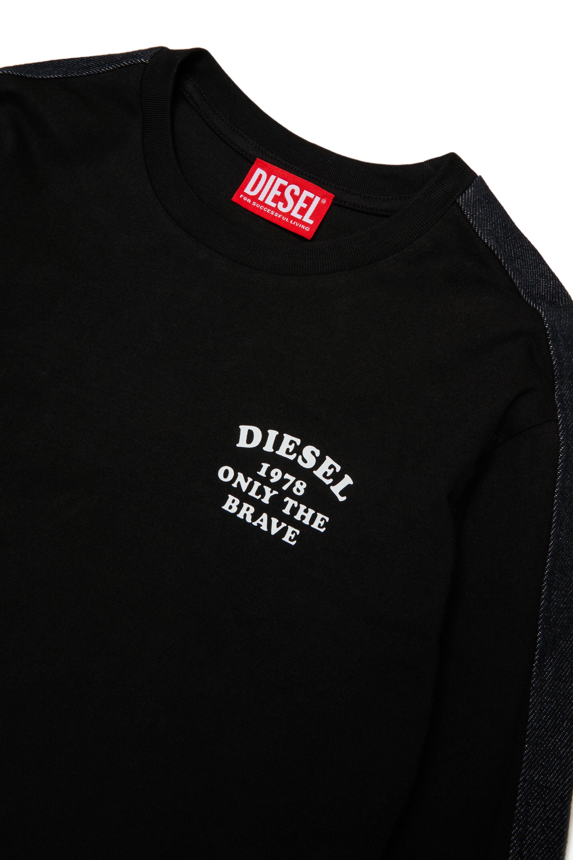 Diesel - TEAN OVER, Man's Long-sleeve T-shirt with logo and contrast bands in Black - 3