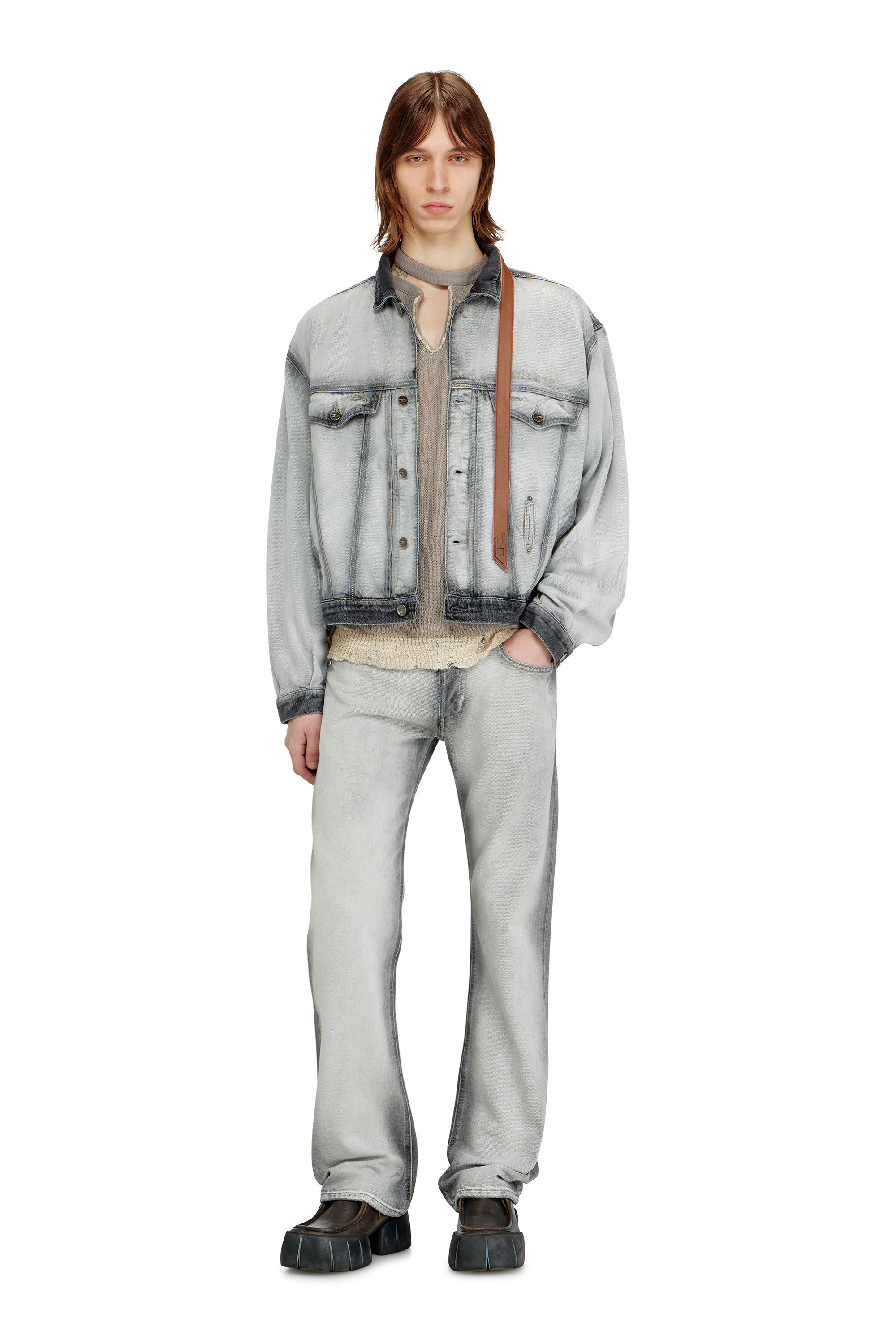 Women's Trucker jacket in soft skeleton denim | Grey | Diesel