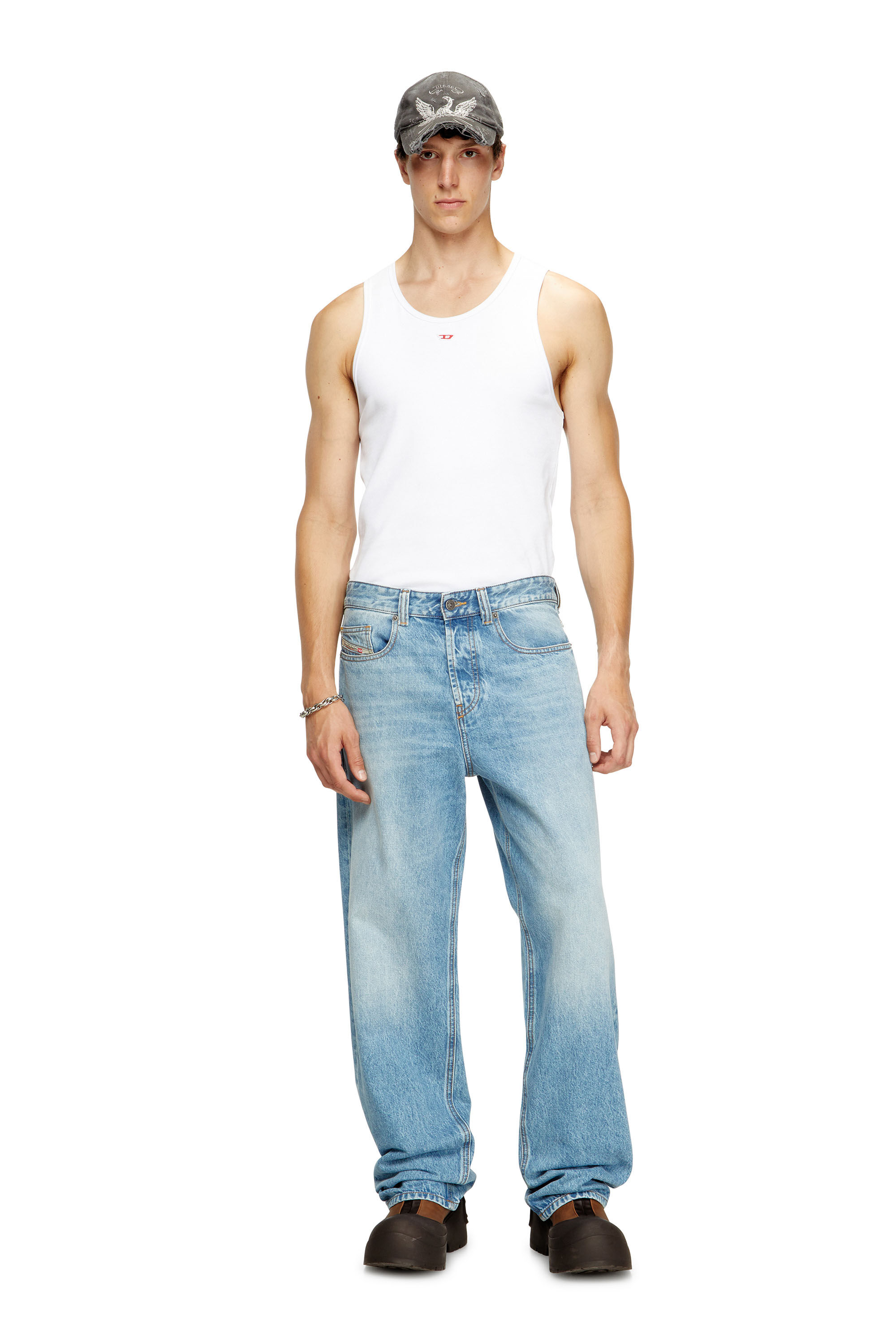 Diesel - T-LIFTY-D, Man's Tank top with mini D logo patch in White - 1