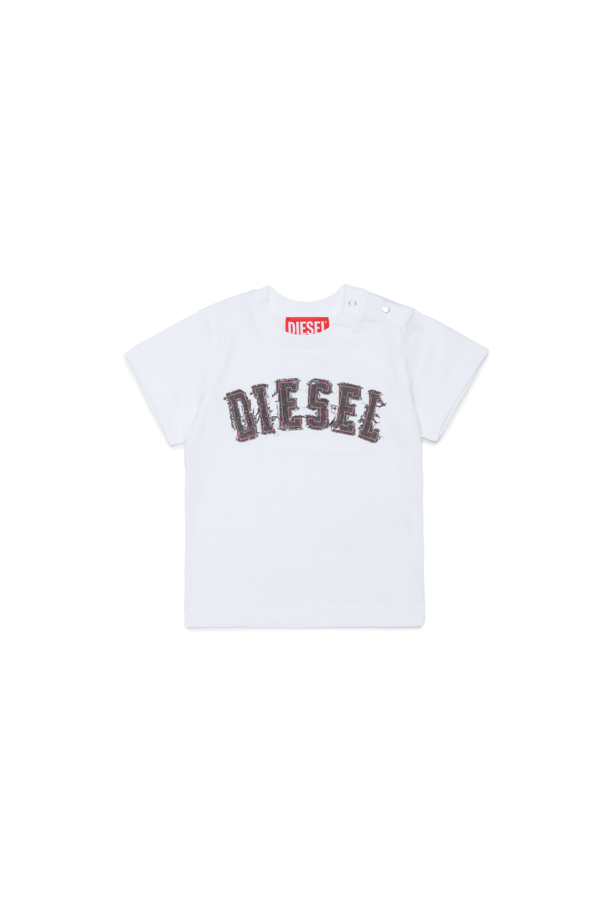 Diesel - TEANSB, Man's Cotton T-shirt with frayed-effect logo in White - 1