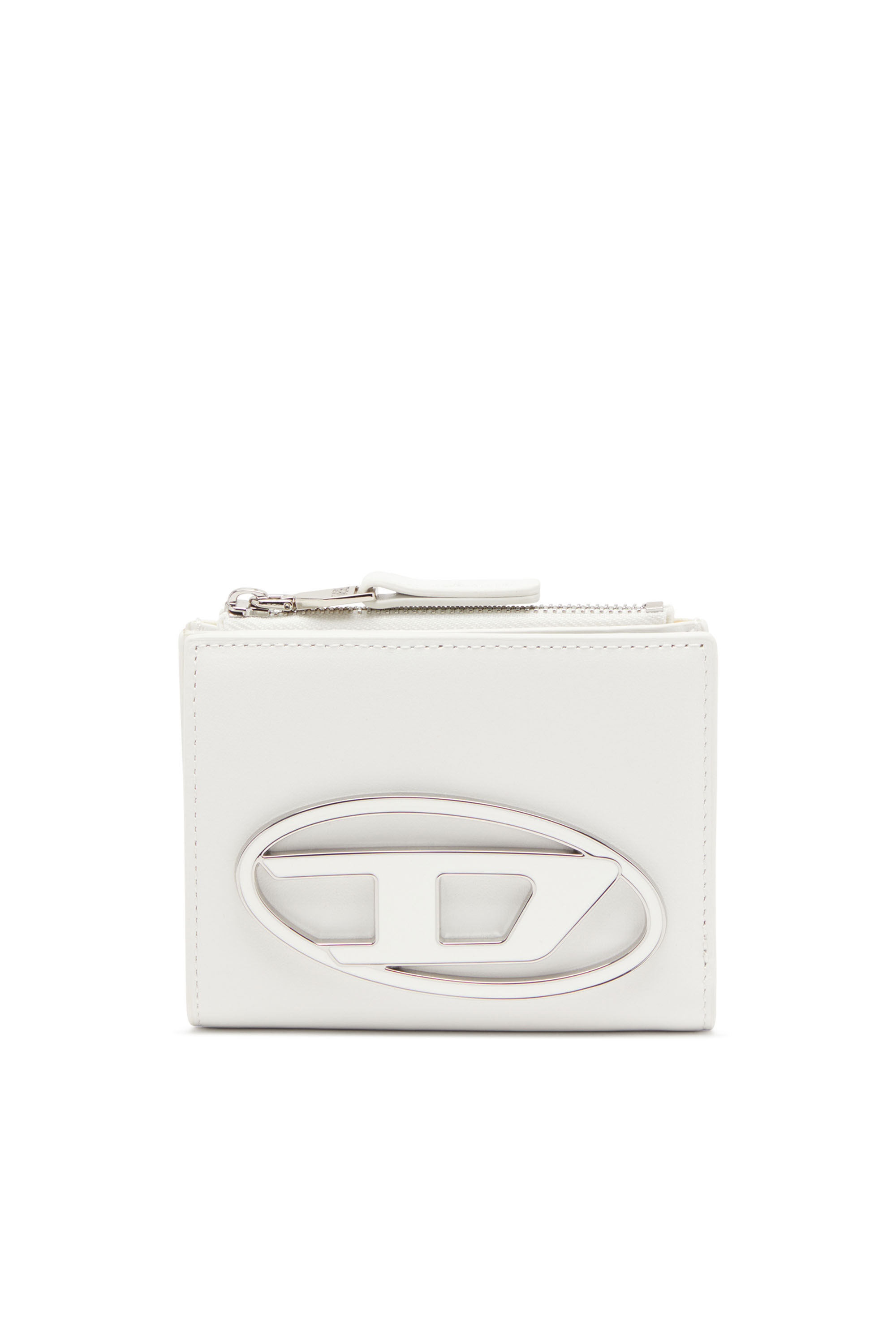Women's Small leather wallet with logo plaque | White | Diesel