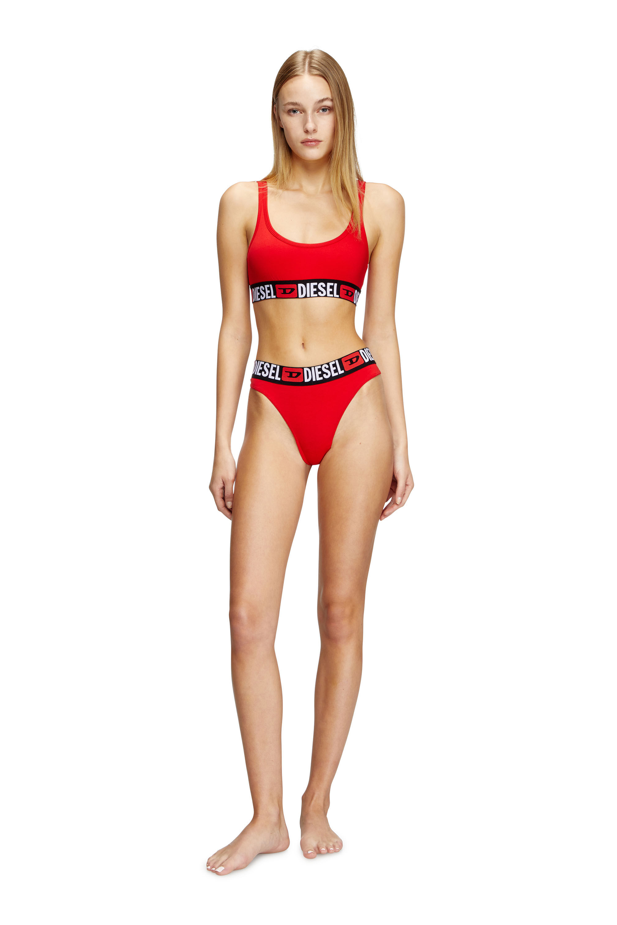 Diesel - UFSB-ORIBA, Woman's Bralette with logo band in Red - 1