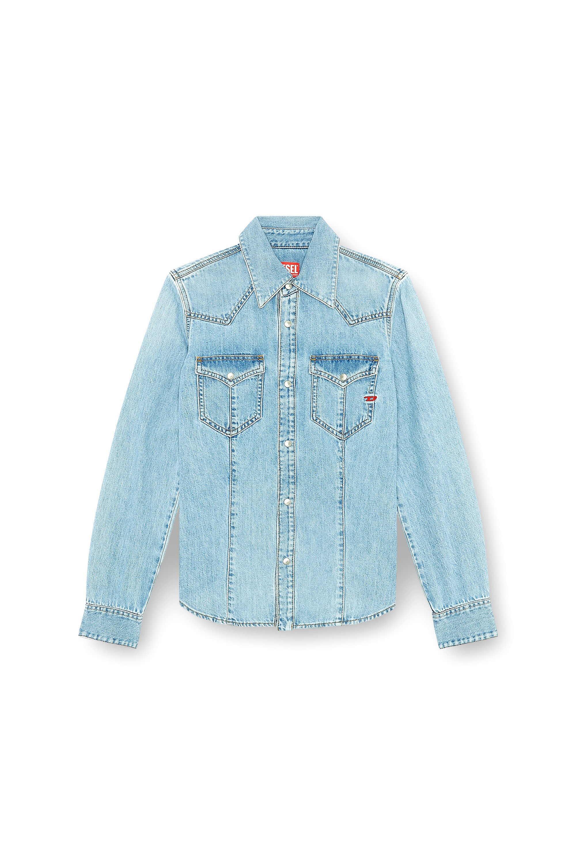 Diesel - DE-WAVES, Woman's Western shirt in denim in Light Blue - 2